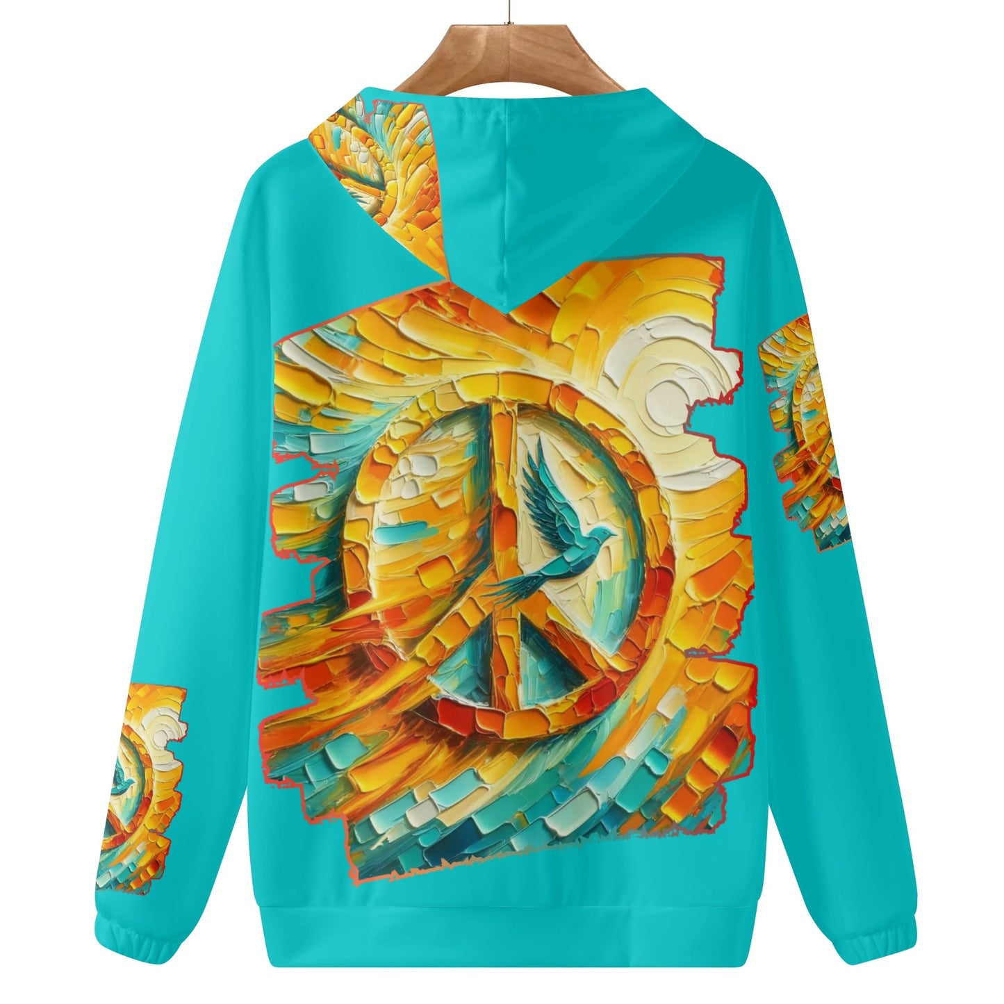 Womens Lightweight All Over Printing Pullover Hoodie "Peace"