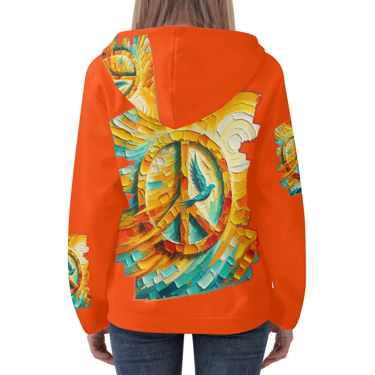 Womens Lightweight All Over Printing Pullover Hoodie "Peace"