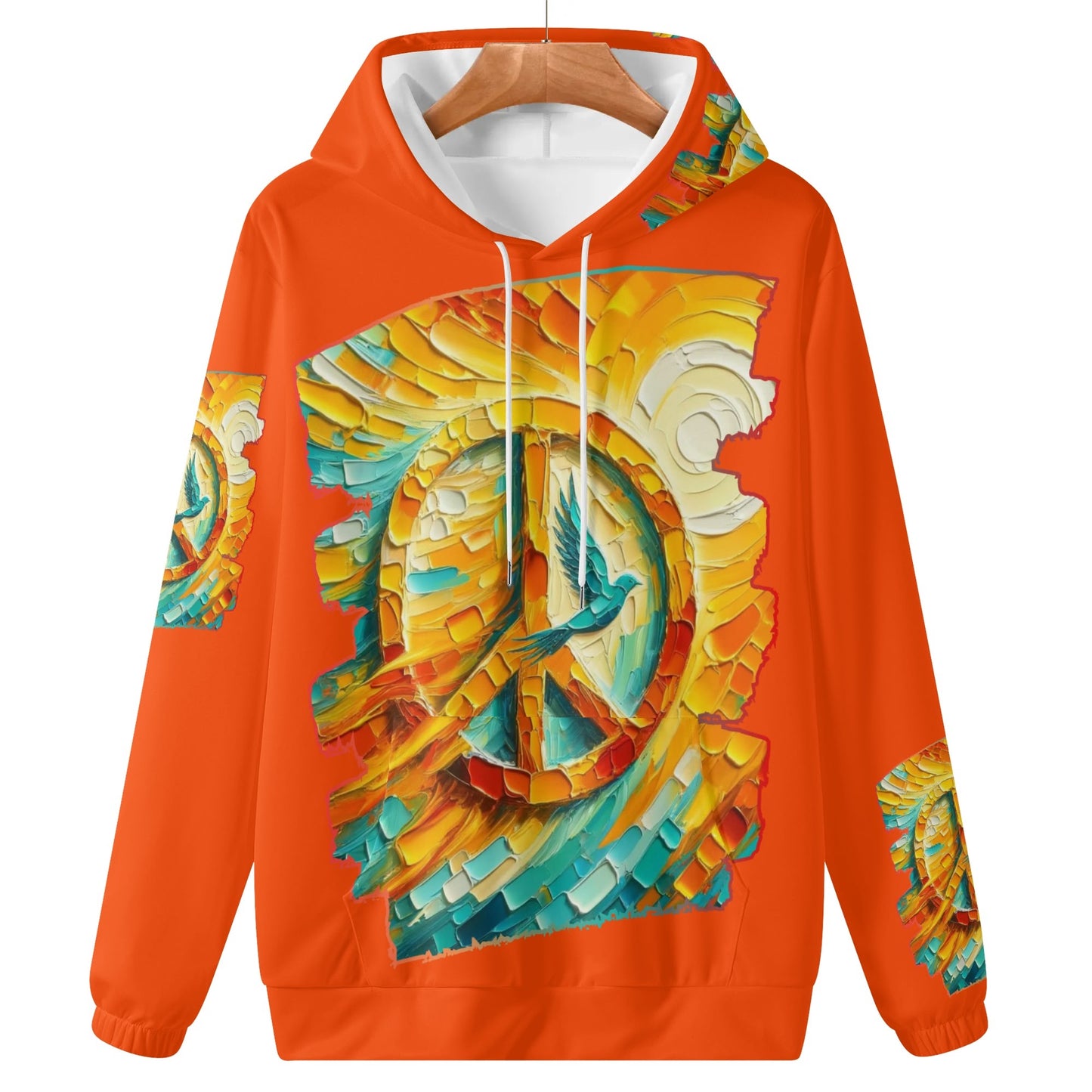 Womens Lightweight All Over Printing Pullover Hoodie "Peace"