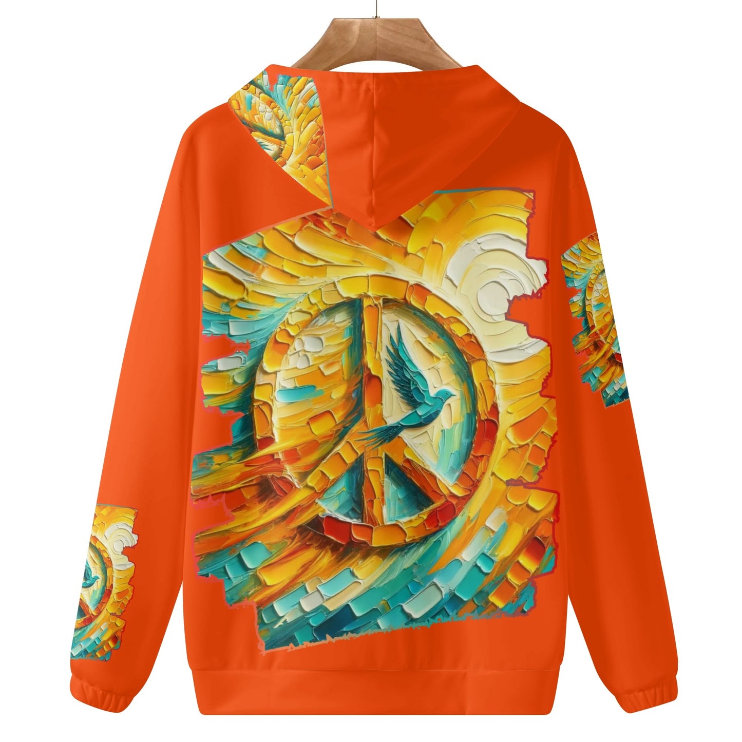 Womens Lightweight All Over Printing Pullover Hoodie "Peace"