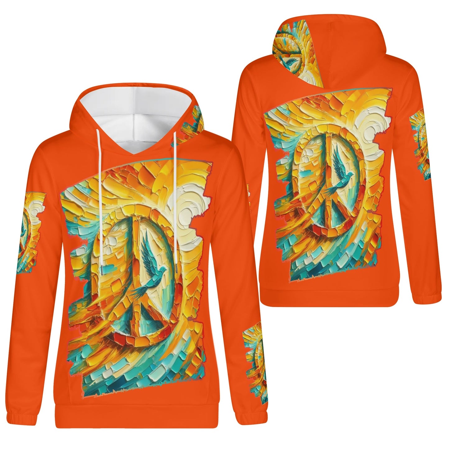 Womens Lightweight All Over Printing Pullover Hoodie "Peace"