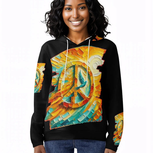 Womens Lightweight All Over Printing Pullover Hoodie "Peace"