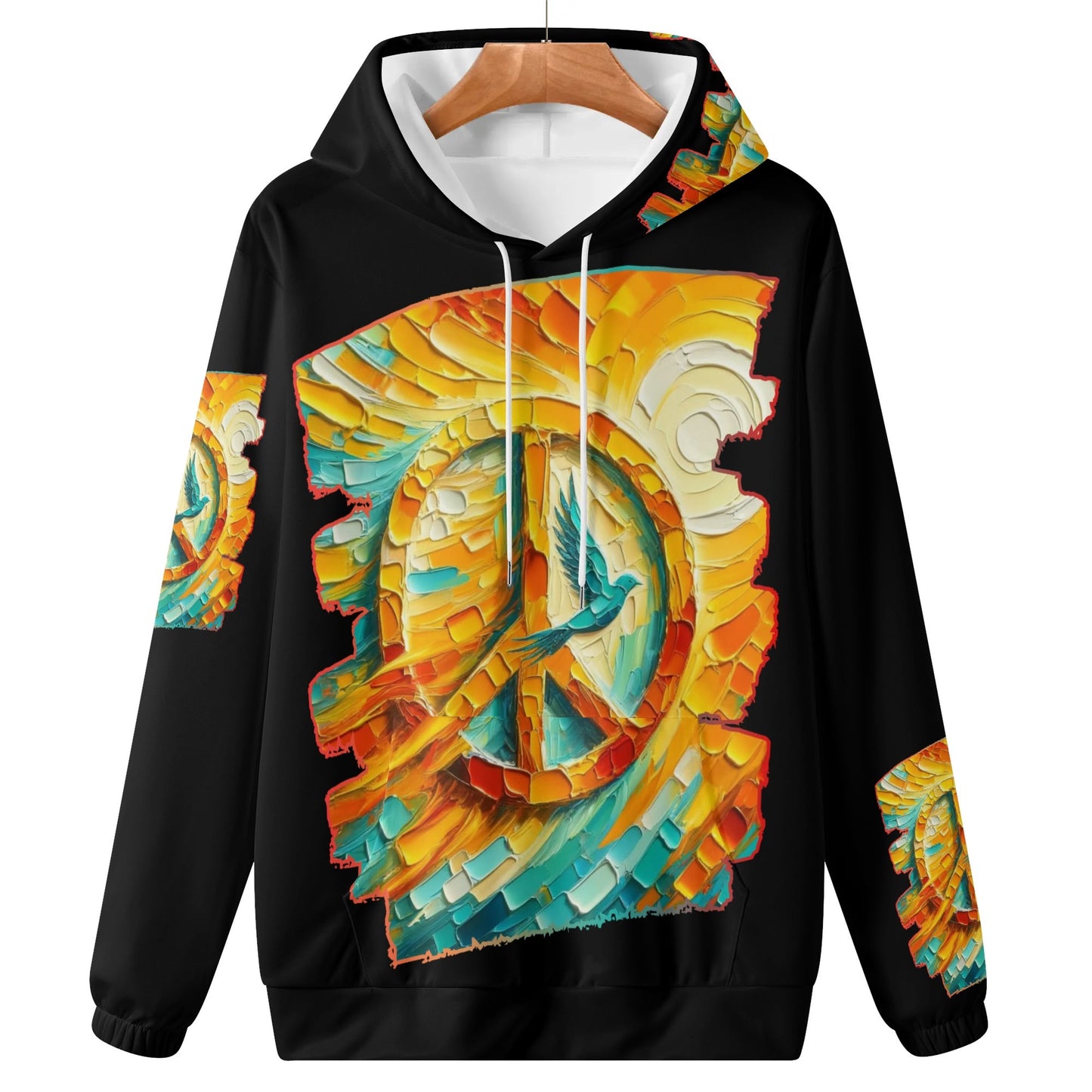 Womens Lightweight All Over Printing Pullover Hoodie "Peace"