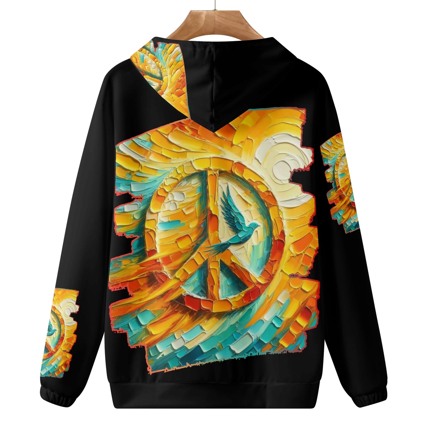 Womens Lightweight All Over Printing Pullover Hoodie "Peace"