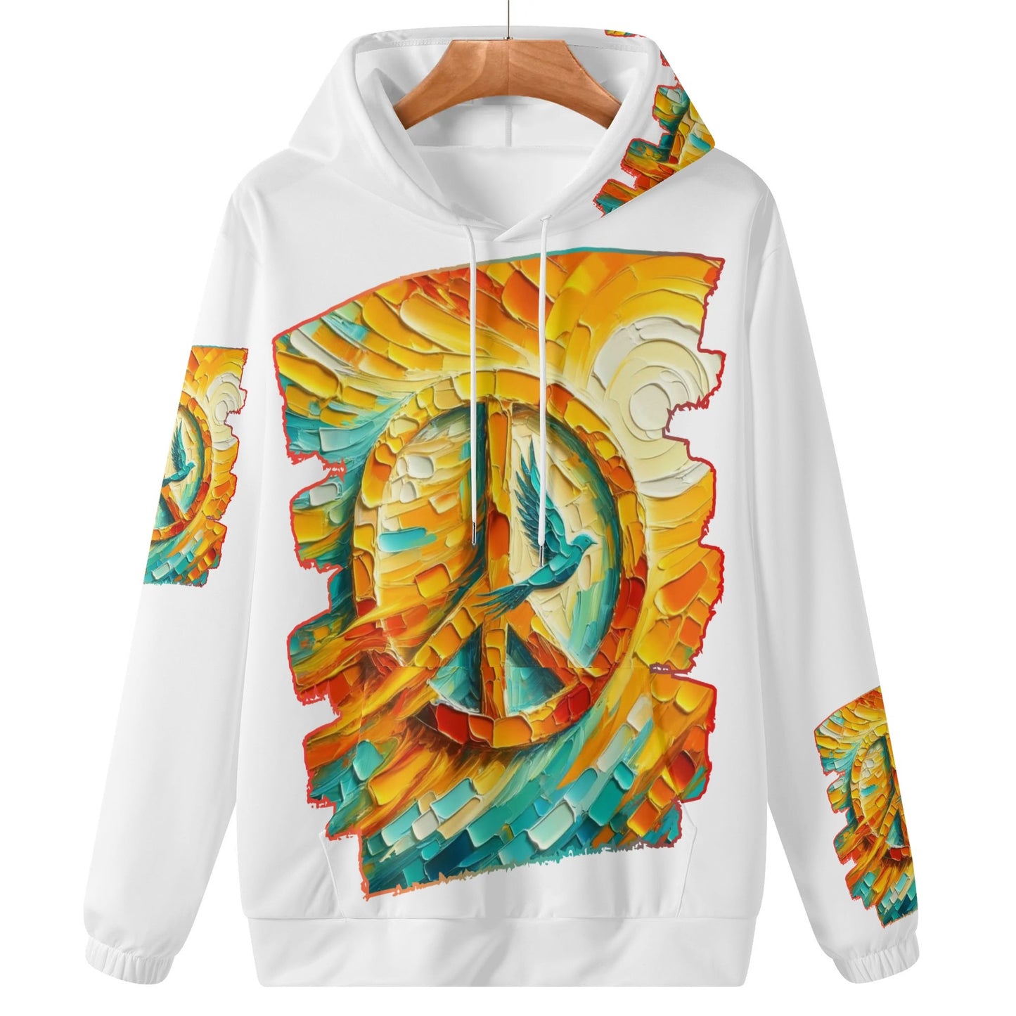 Womens Lightweight All Over Printing Pullover Hoodie "Peace"