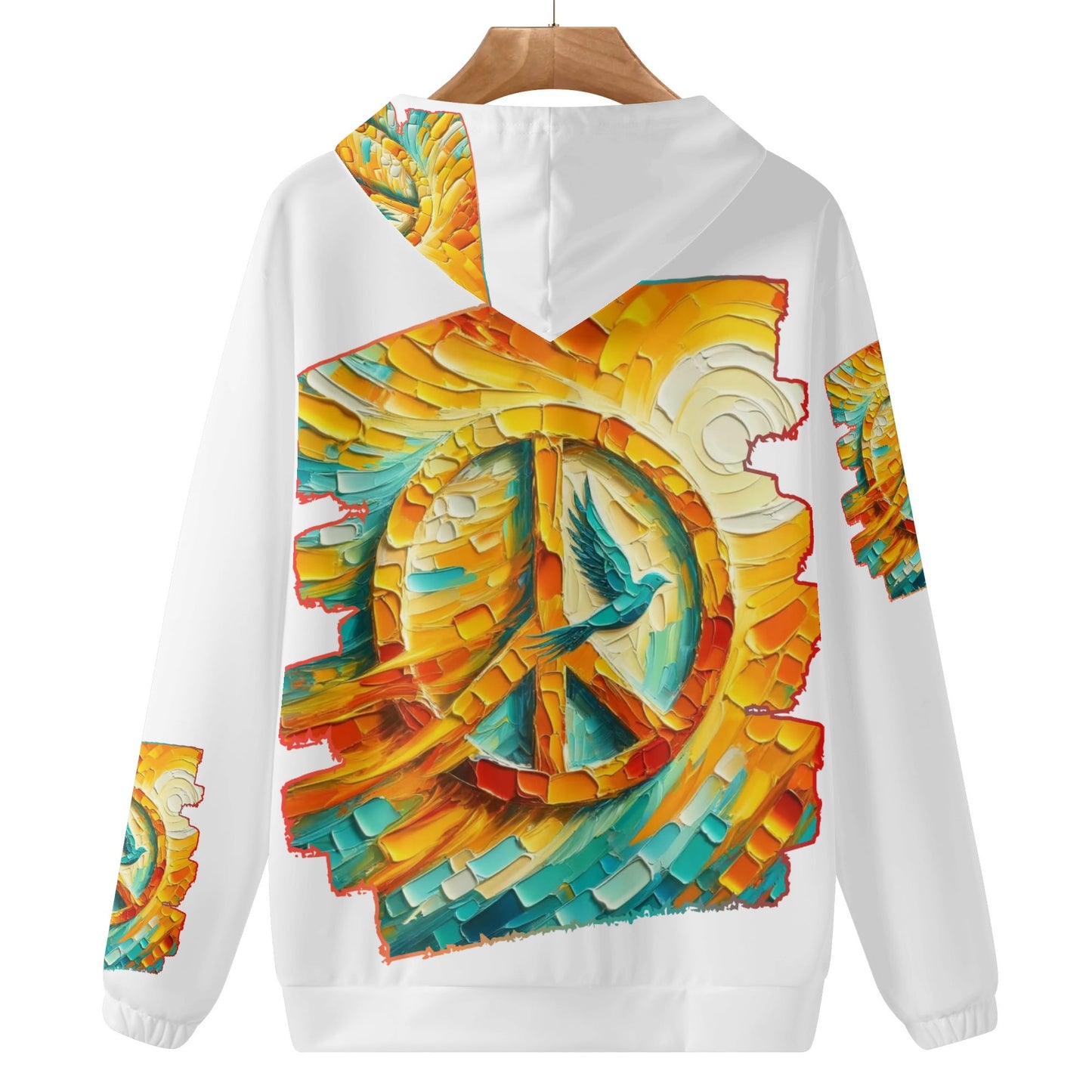 Womens Lightweight All Over Printing Pullover Hoodie "Peace"