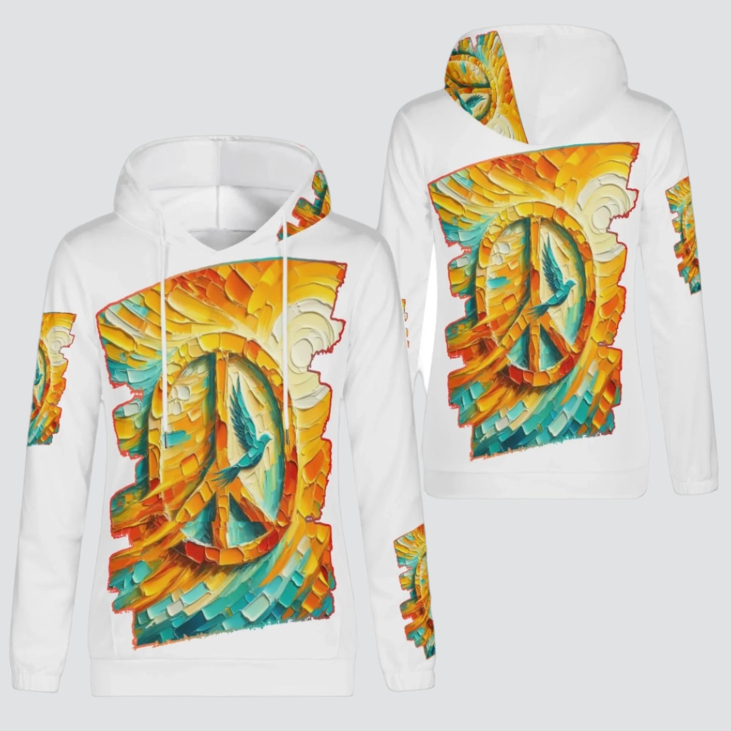 Womens Lightweight All Over Printing Pullover Hoodie "Peace"