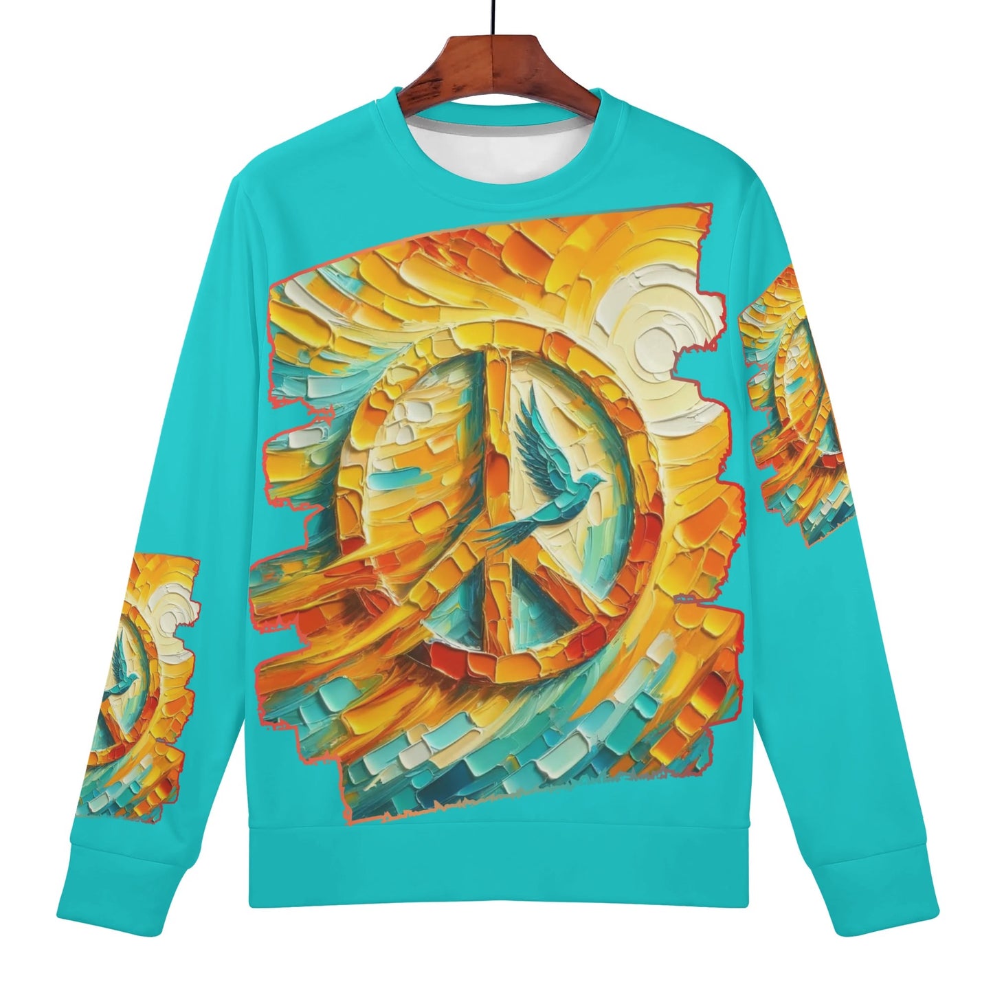 Womens All Over Print Crew Neck Lightweight Sweatshirt "Peace"