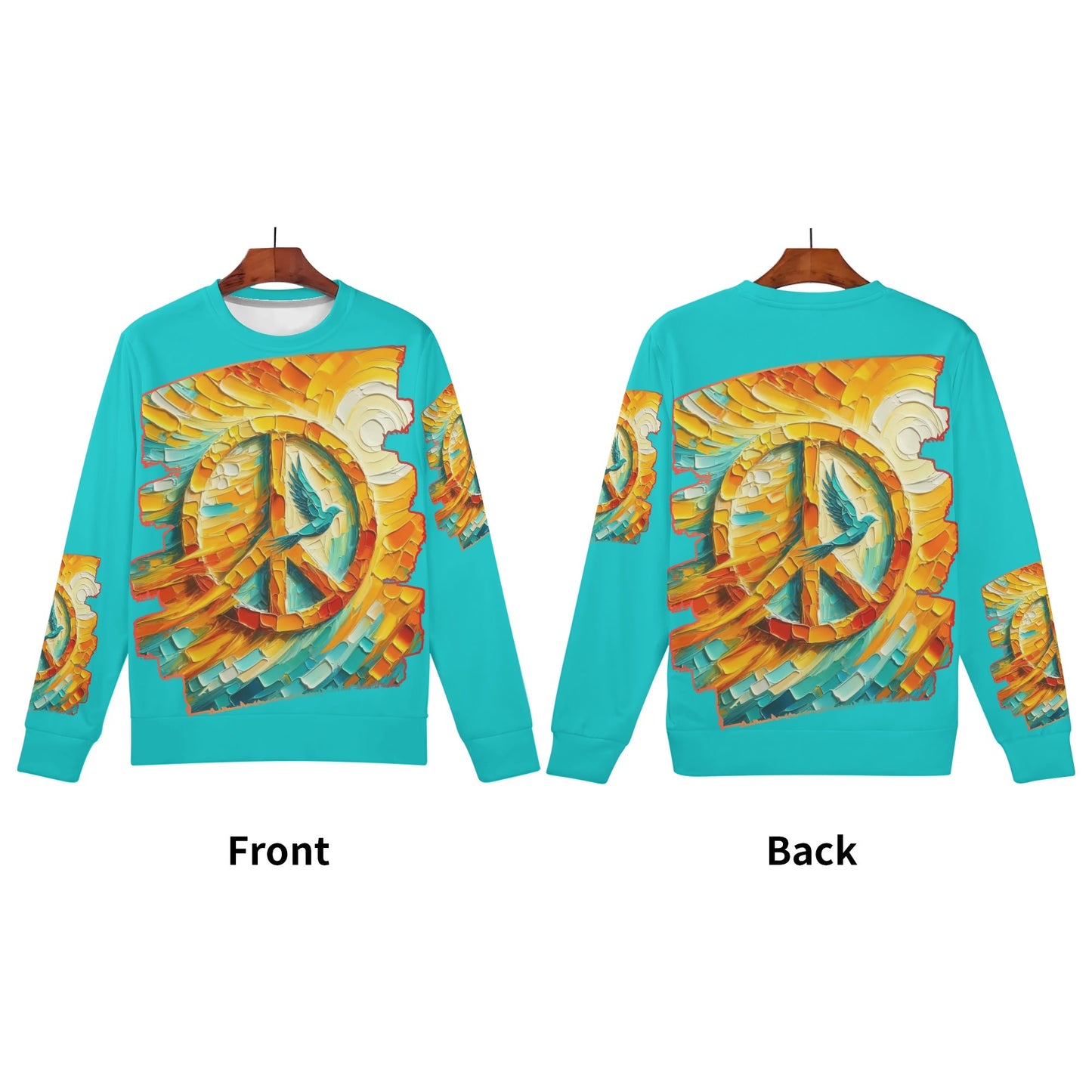 Womens All Over Print Crew Neck Lightweight Sweatshirt "Peace"