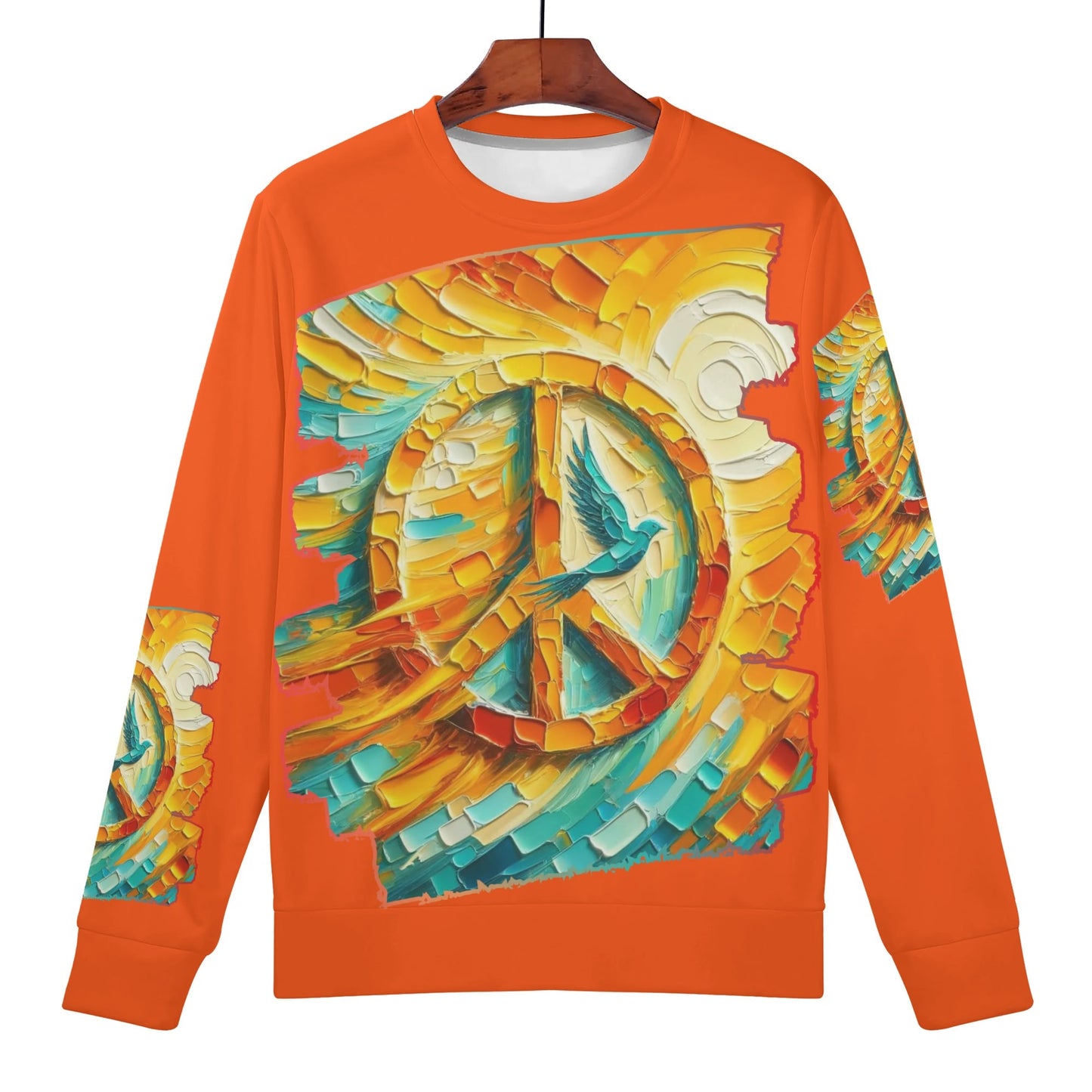 Womens All Over Print Crew Neck Lightweight Sweatshirt "Peace"