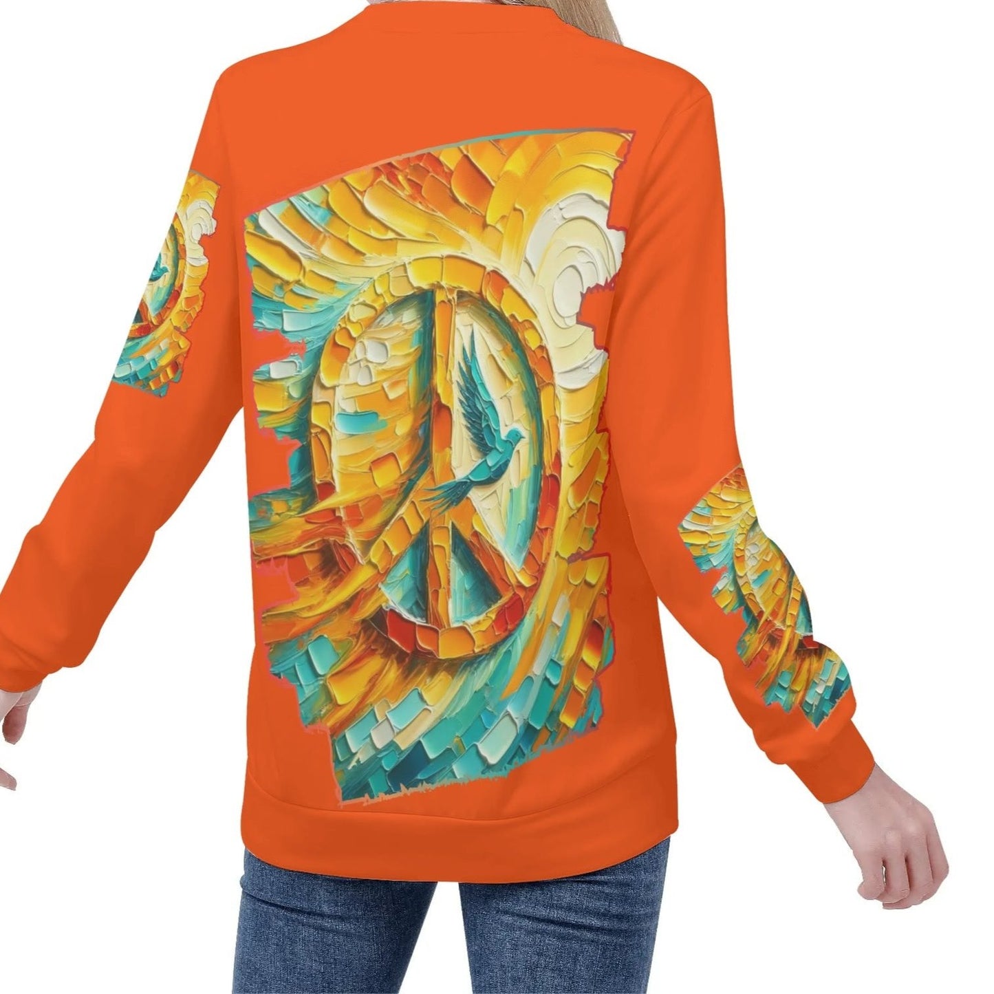 Womens All Over Print Crew Neck Lightweight Sweatshirt "Peace"