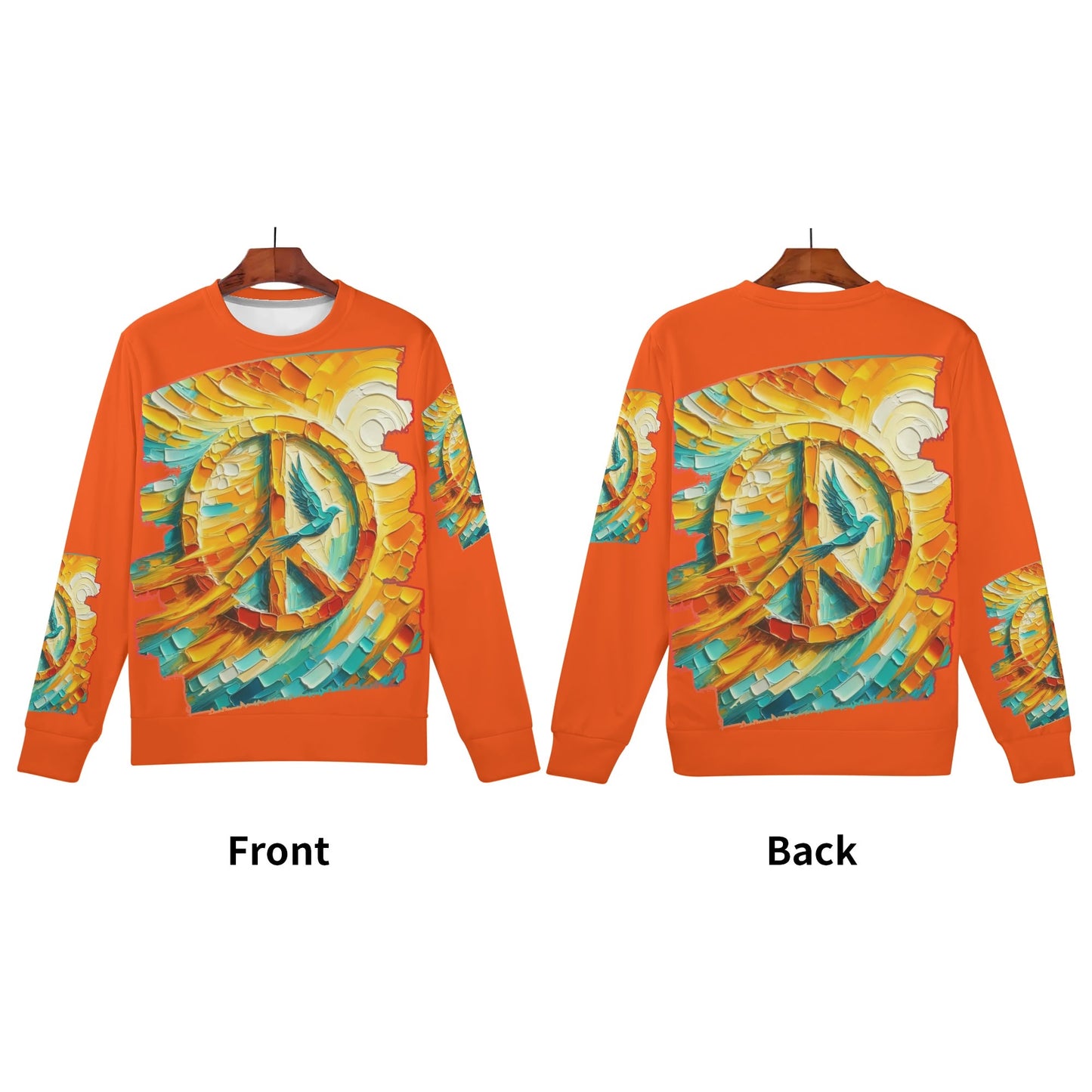 Womens All Over Print Crew Neck Lightweight Sweatshirt "Peace"