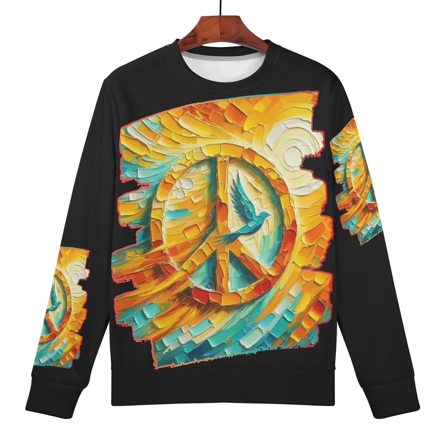 Womens All Over Print Crew Neck Lightweight Sweatshirt "Peace"