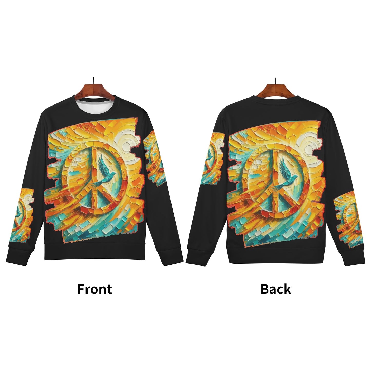 Womens All Over Print Crew Neck Lightweight Sweatshirt "Peace"