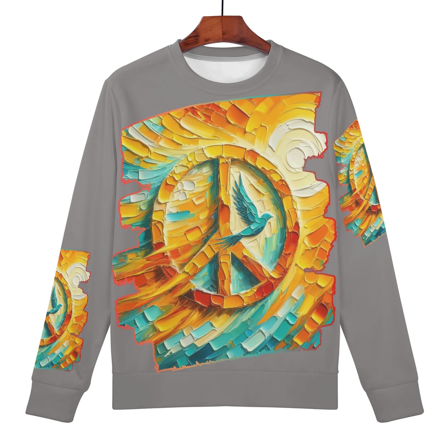 Womens All Over Print Crew Neck Lightweight Sweatshirt "Peace"