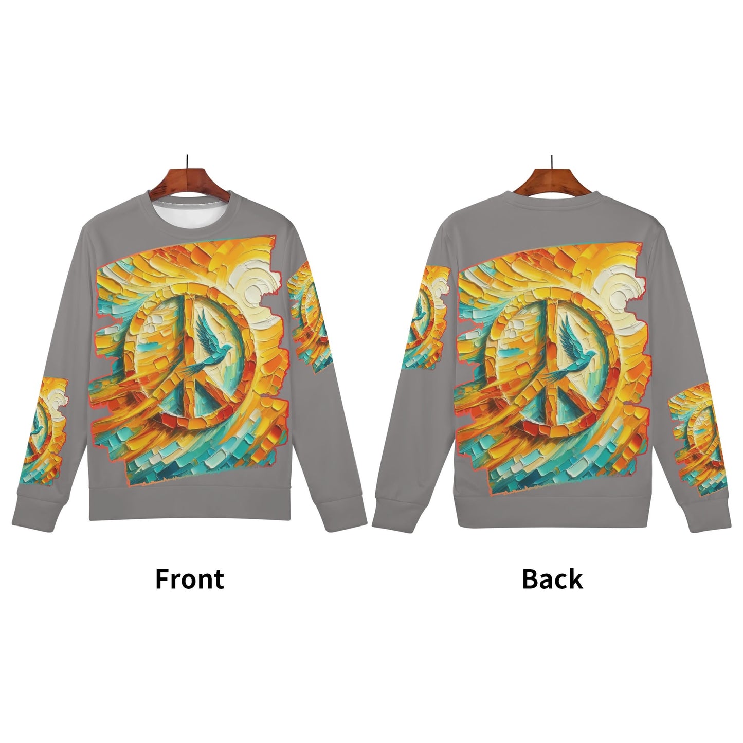 Womens All Over Print Crew Neck Lightweight Sweatshirt "Peace"