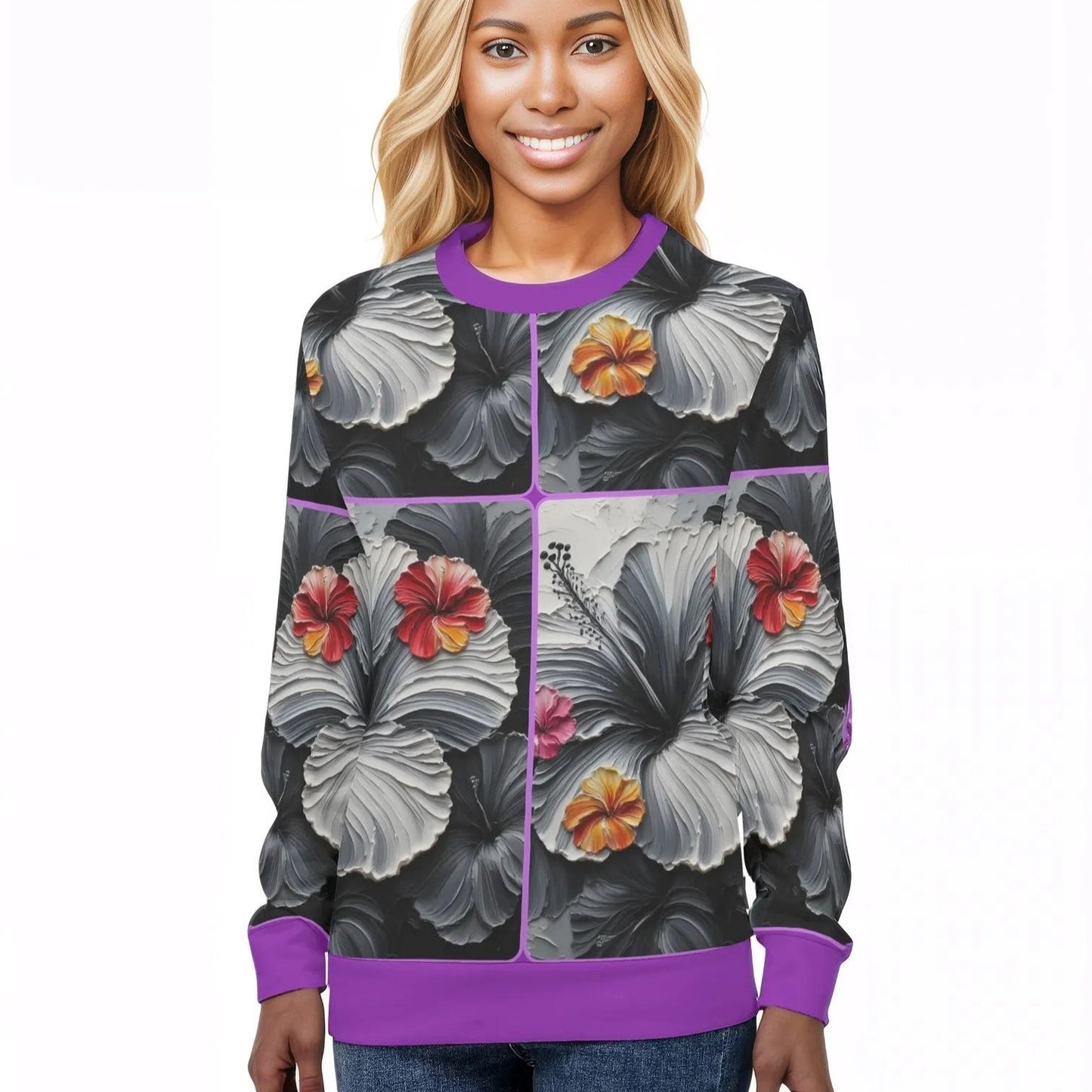 Womens All Over Print Crew Neck Lightweight Sweatshirt "Nature"