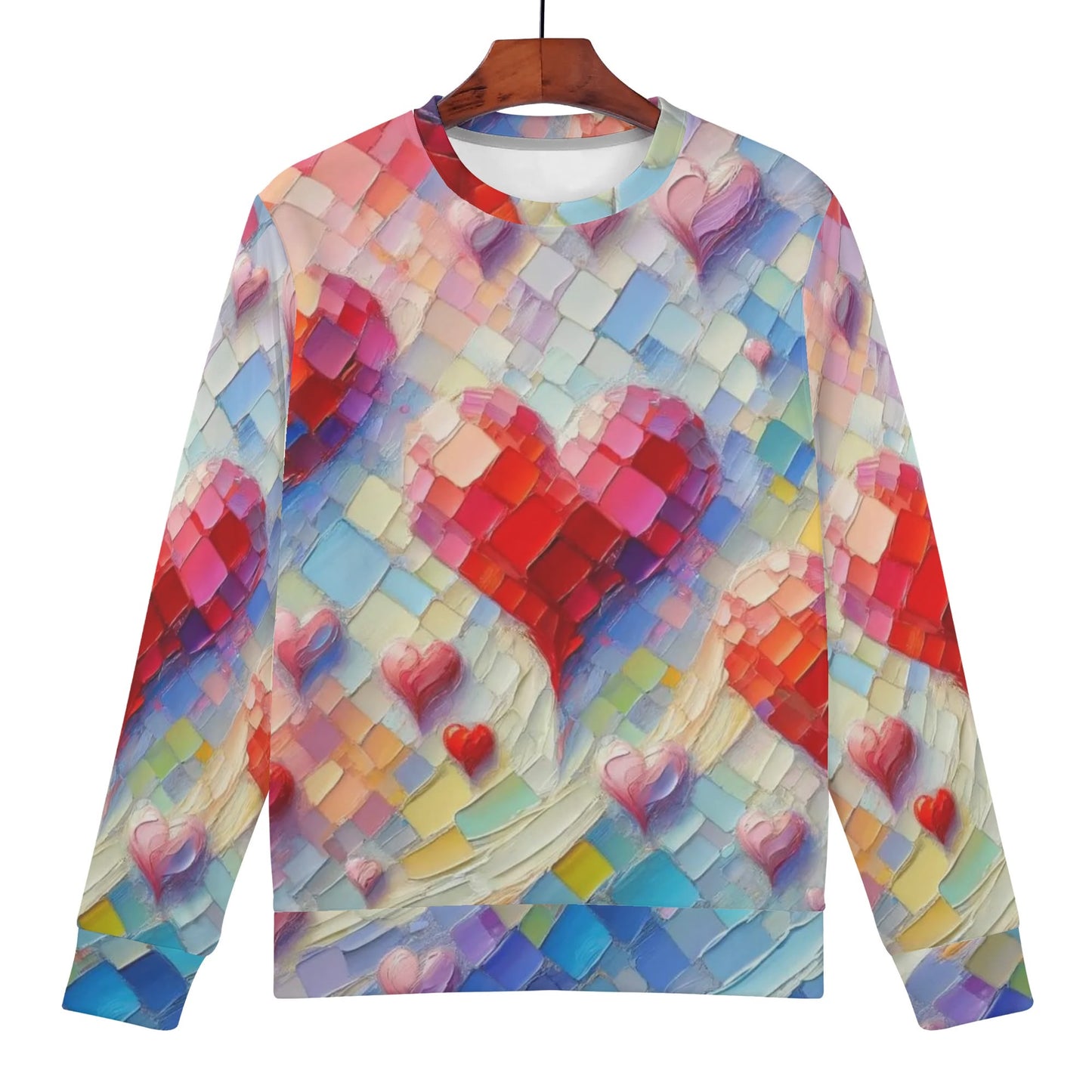 Womens All Over Print Crew Neck Lightweight Sweatshirt "Peace & Love"