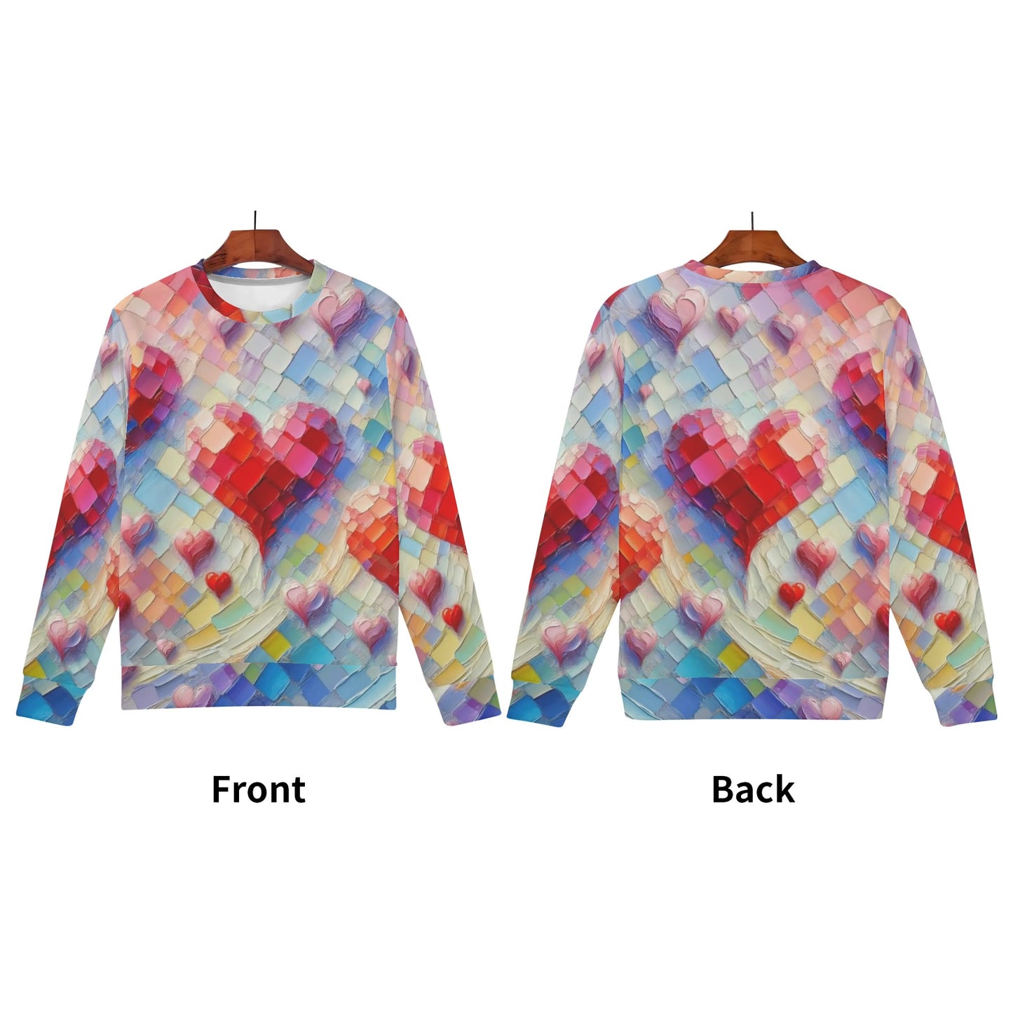 Womens All Over Print Crew Neck Lightweight Sweatshirt "Peace & Love"