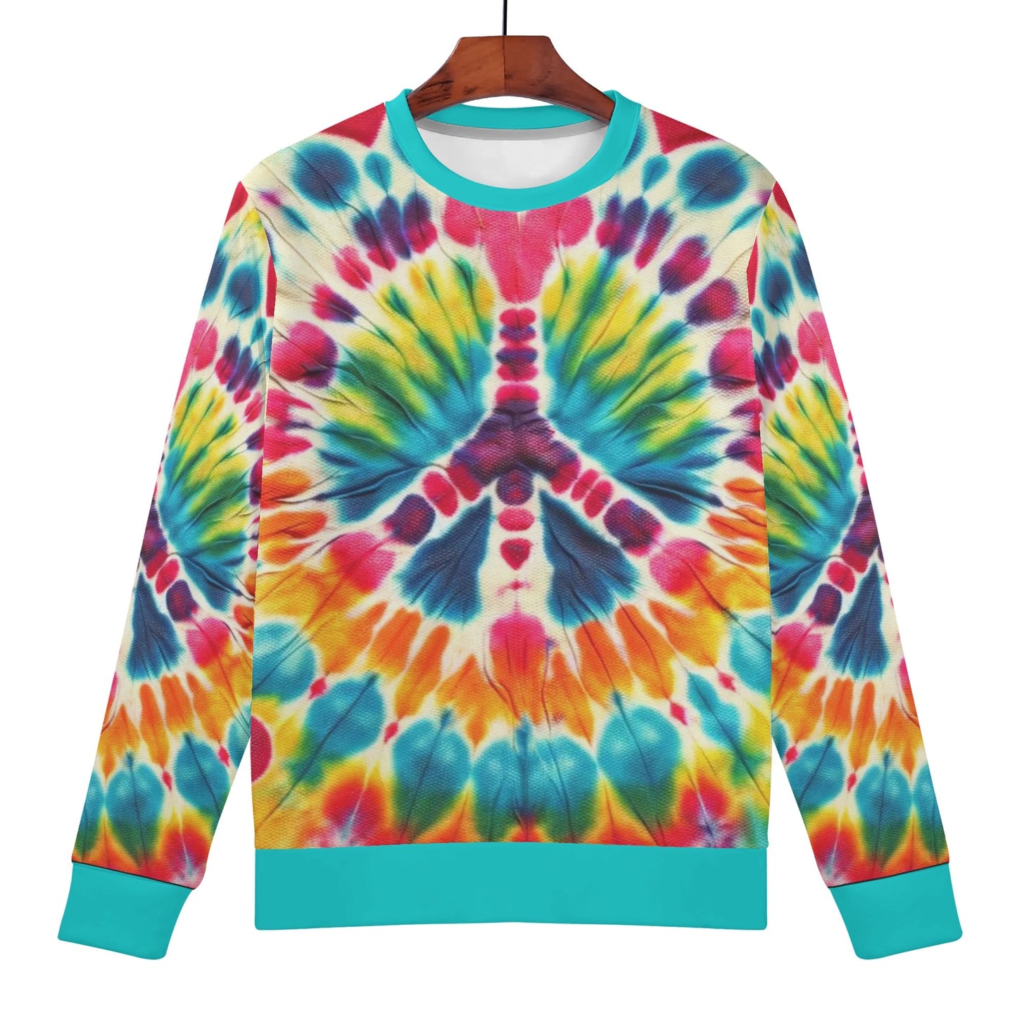 Womens All Over Print Crew Neck Lightweight Sweatshirt "Peace & Love"