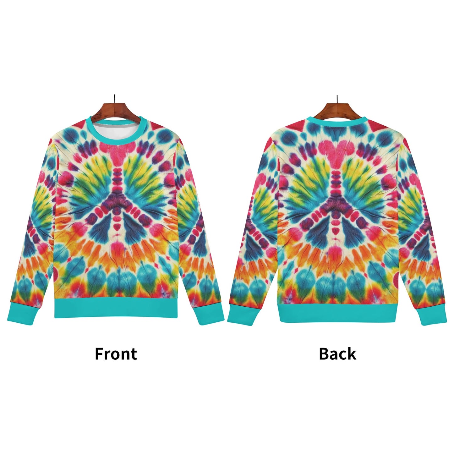 Womens All Over Print Crew Neck Lightweight Sweatshirt "Peace & Love"