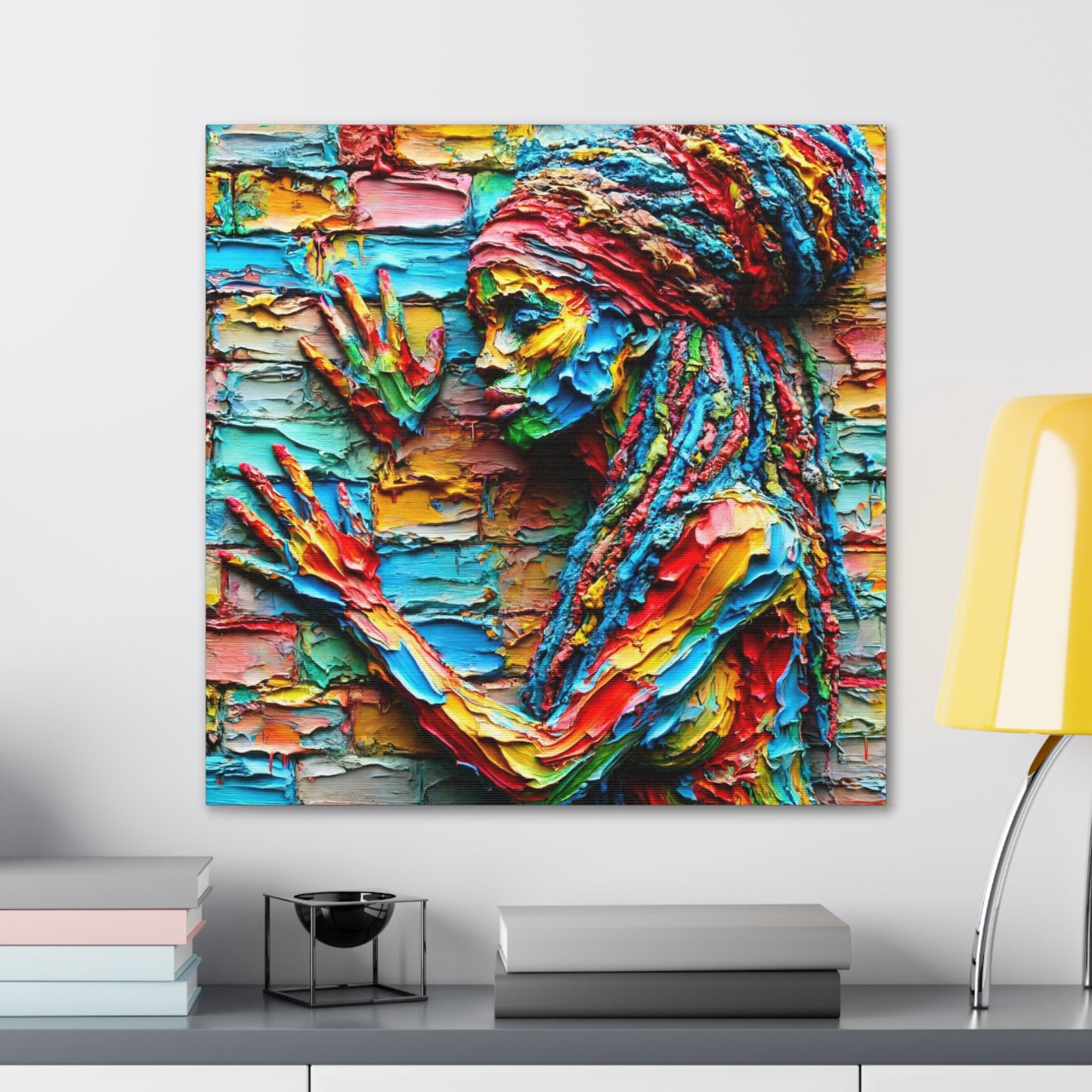 Art Print, Afro-Caribbean Woman, "Tryin' to Be Invisible" Abstract Oil Finish, West Indian Ethnicity, Cultural, Heritage, Abstract, Canvas Gallery Wrap