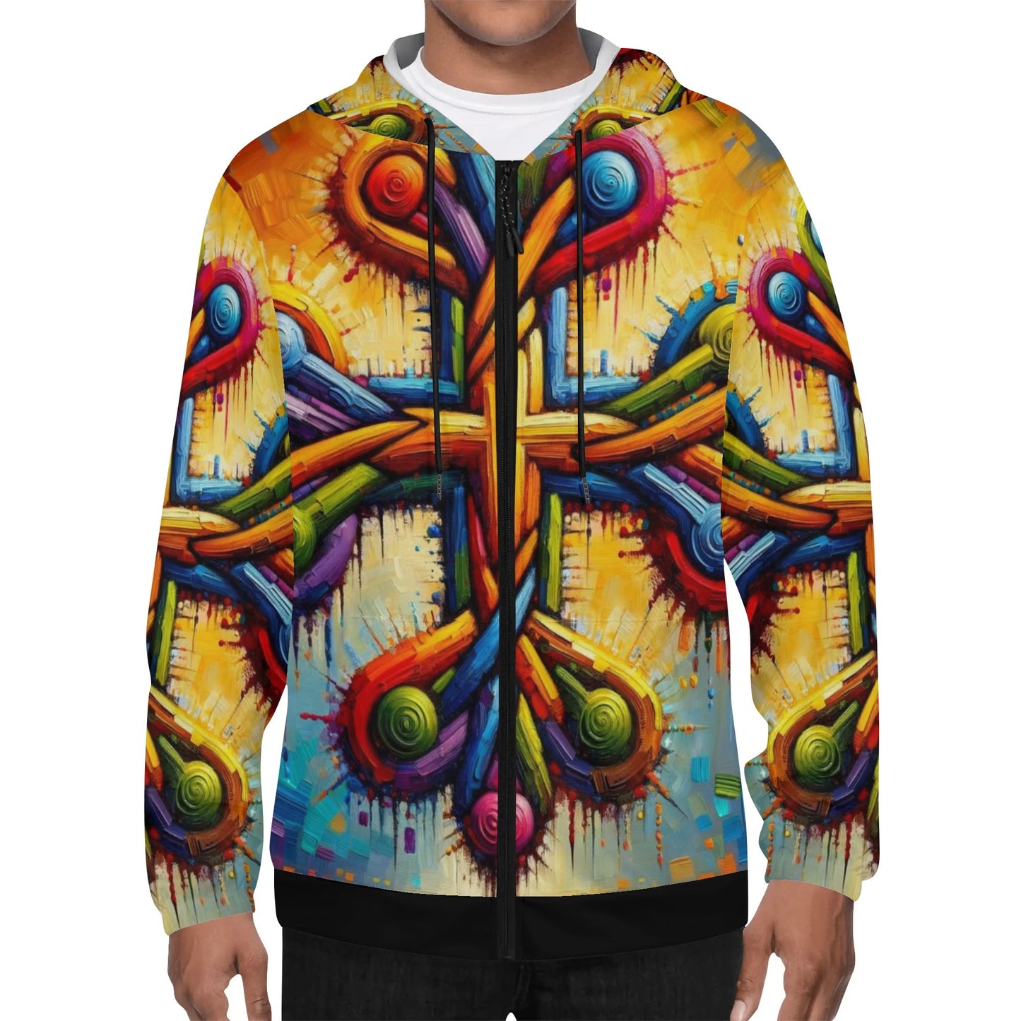 Mens Lightweight All Over Print Zip Hoodie "Abstract Prints"