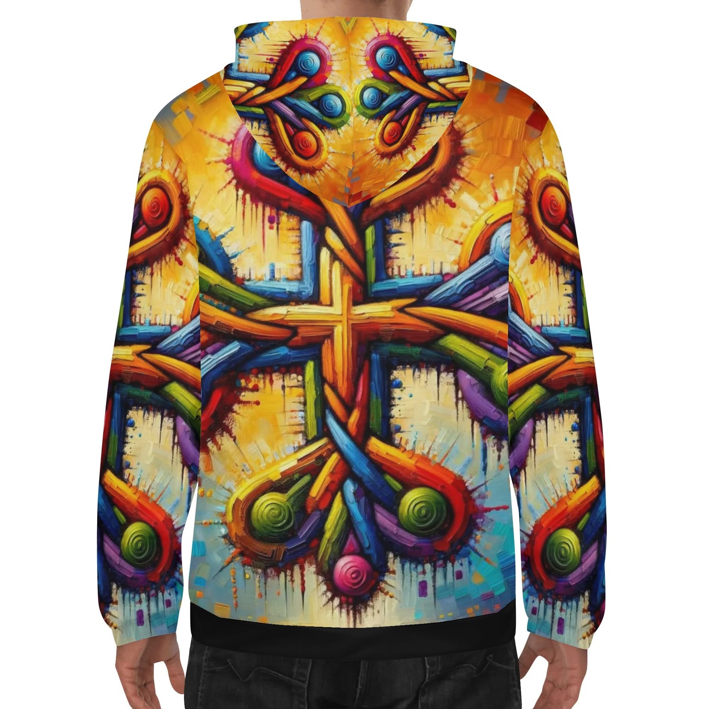 Mens Lightweight All Over Print Zip Hoodie "Abstract Prints"