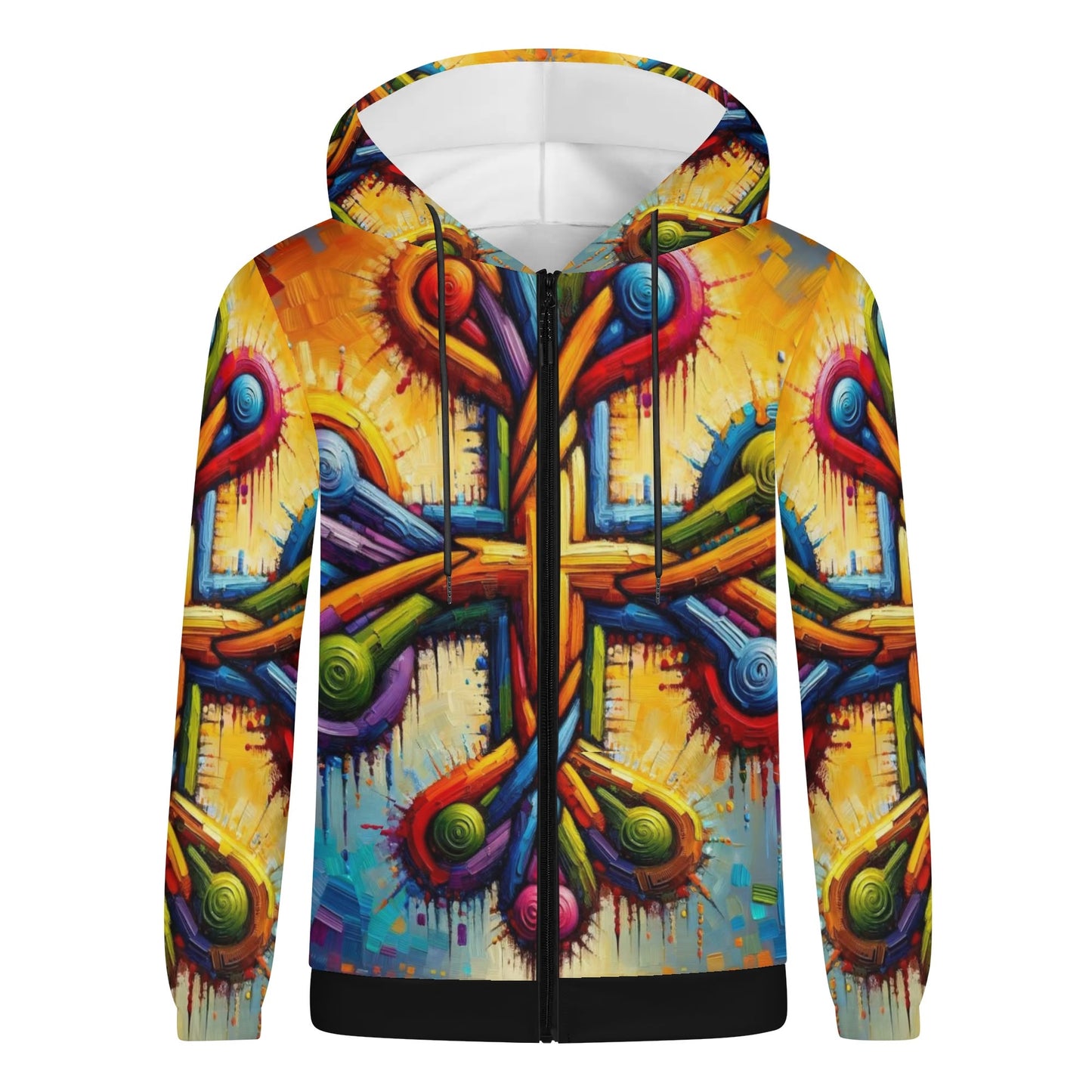 Mens Lightweight All Over Print Zip Hoodie "Abstract Prints"