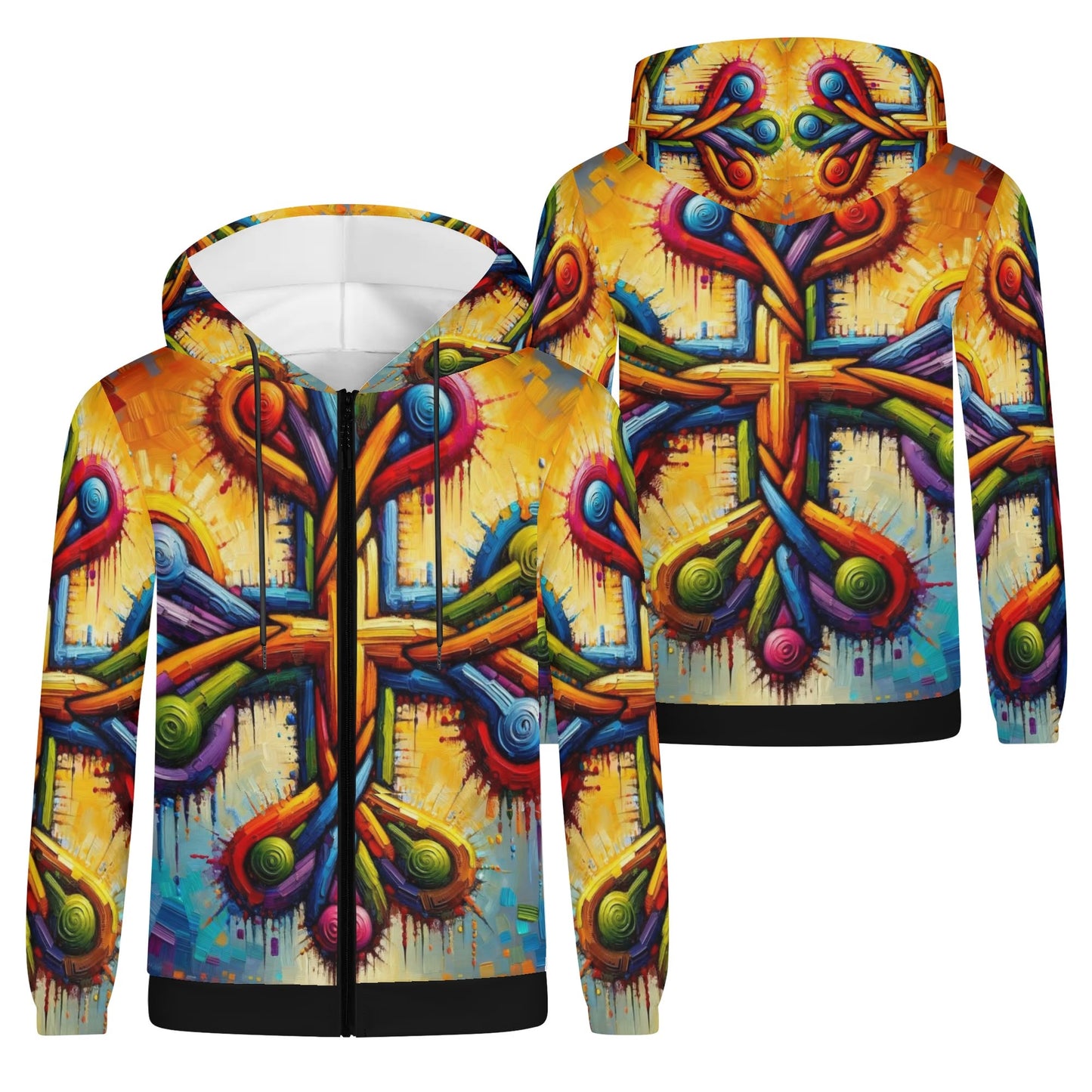 Mens Lightweight All Over Print Zip Hoodie "Abstract Prints"