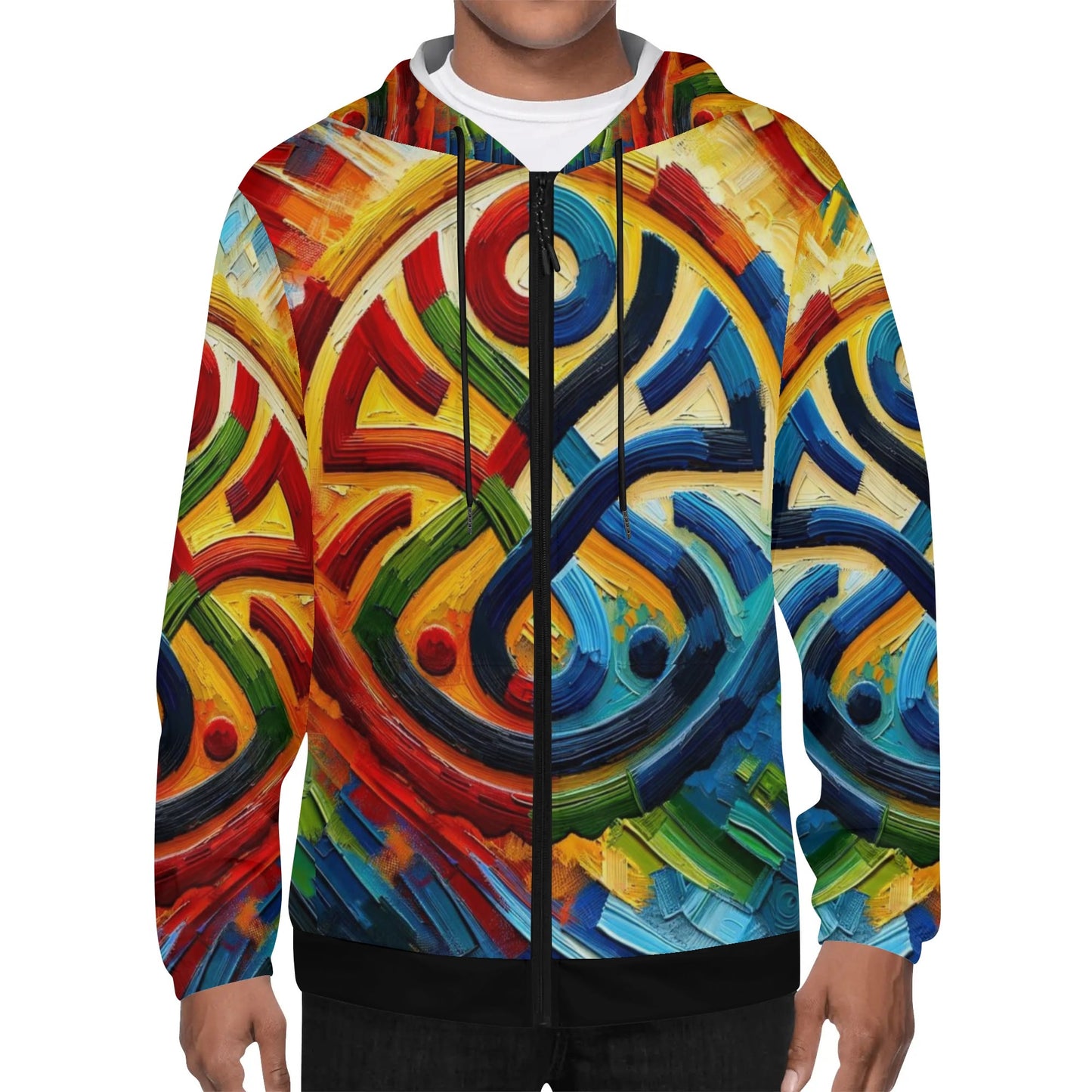 Mens Lightweight All Over Print Zip Hoodie "Abstract Prints"