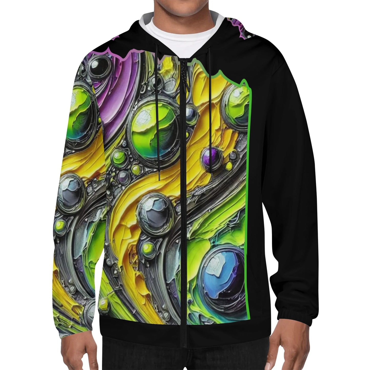 Mens Lightweight All Over Print Zip Hoodie "Abstract Prints"