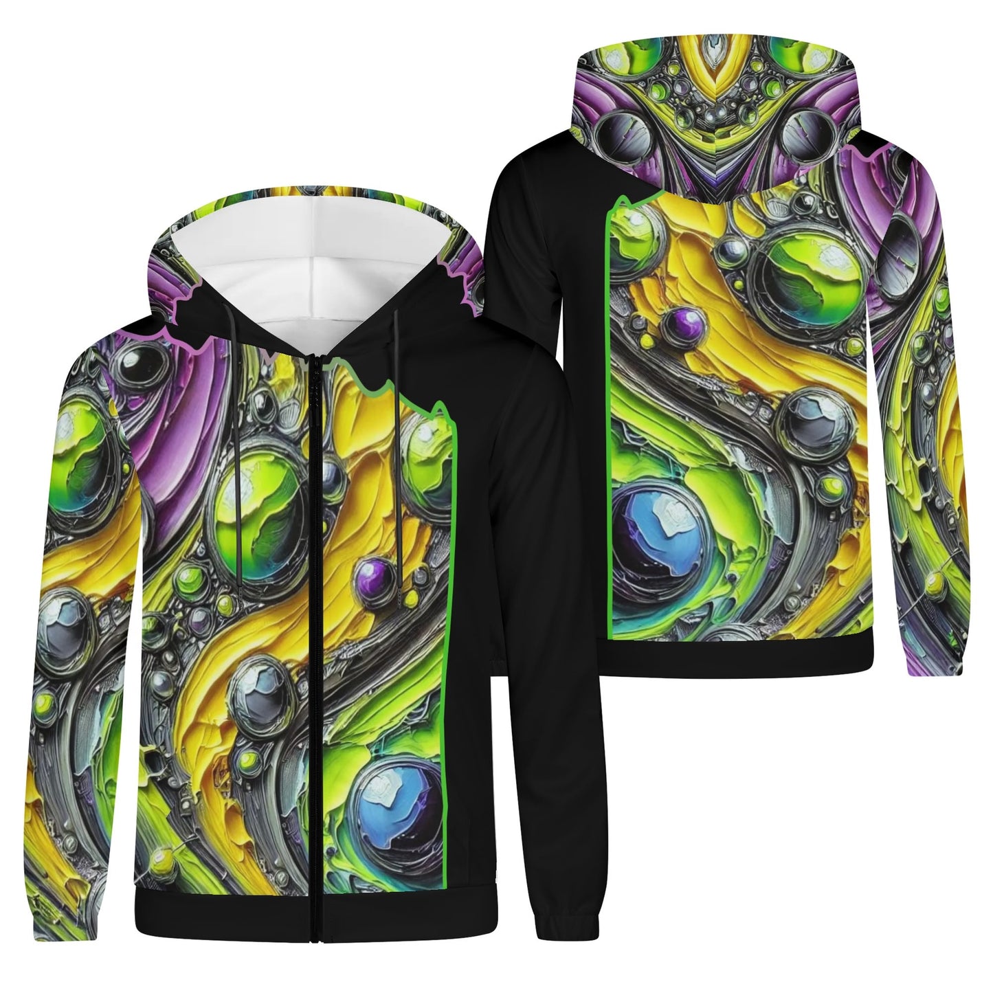 Mens Lightweight All Over Print Zip Hoodie "Abstract Prints"