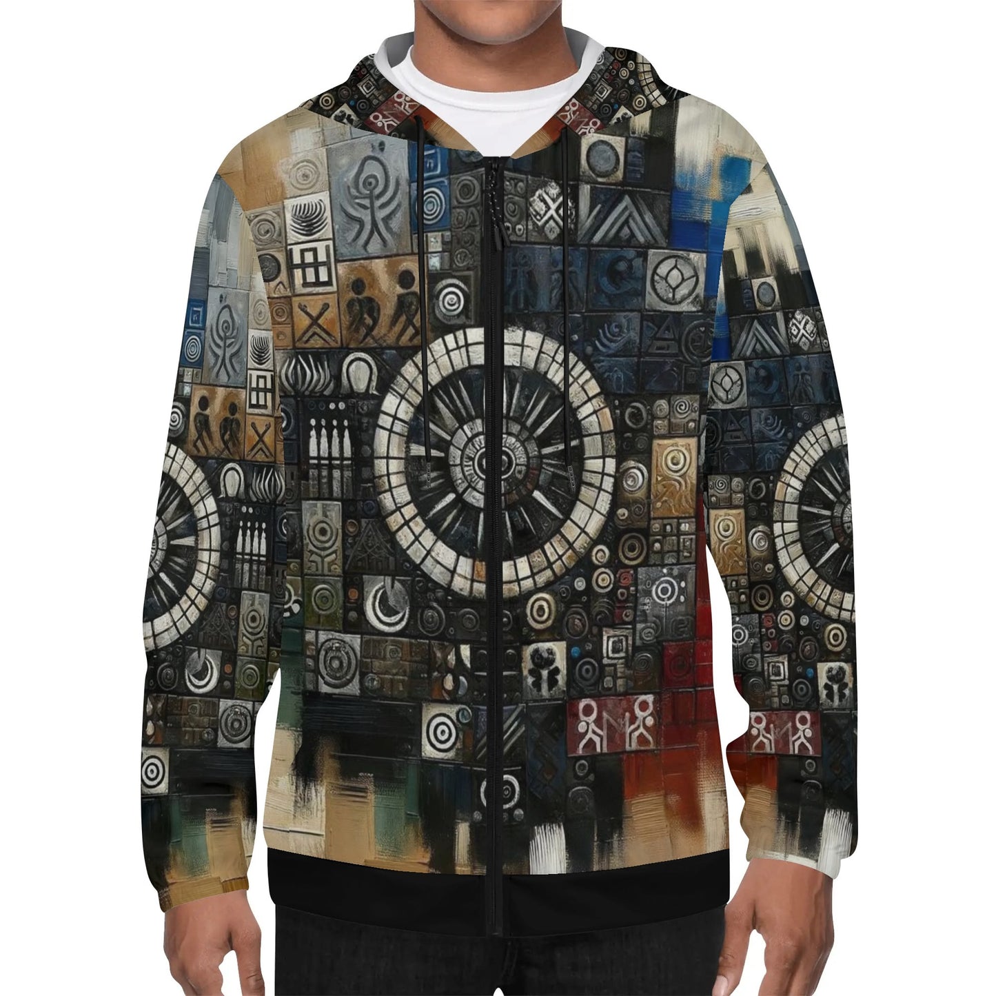 Mens Lightweight All Over Print Zip Hoodie "Abstract Prints"