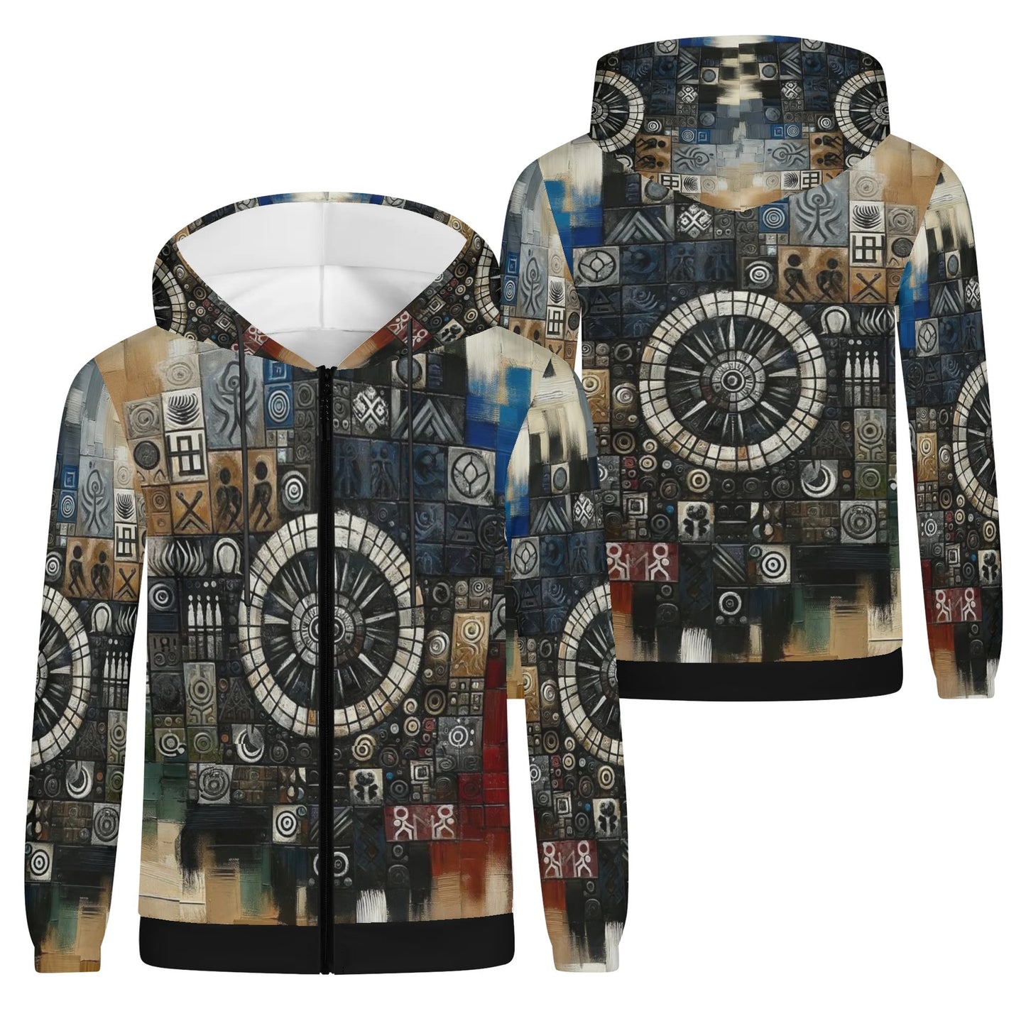 Mens Lightweight All Over Print Zip Hoodie "Abstract Prints"