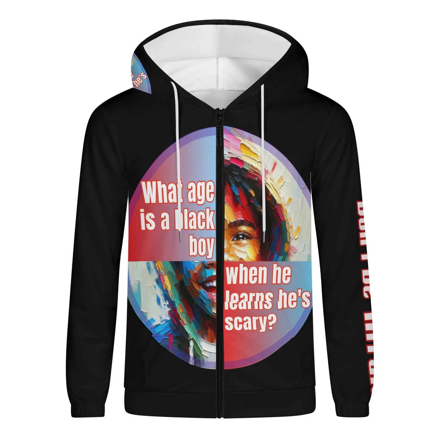 Mens Lightweight All Over Print Zip Hoodie "What Age is a Black Boy..."