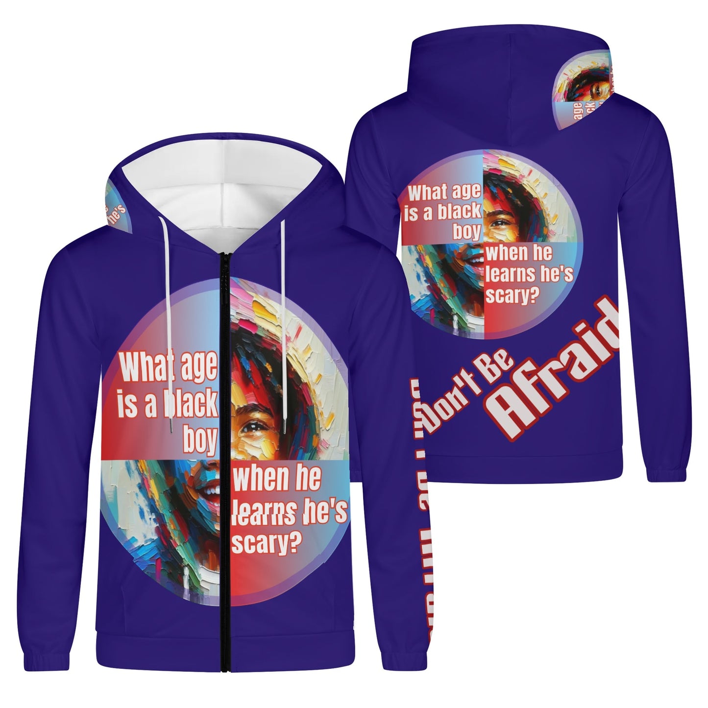 Mens Lightweight All Over Print Zip Hoodie "What Age is a Black Boy..."