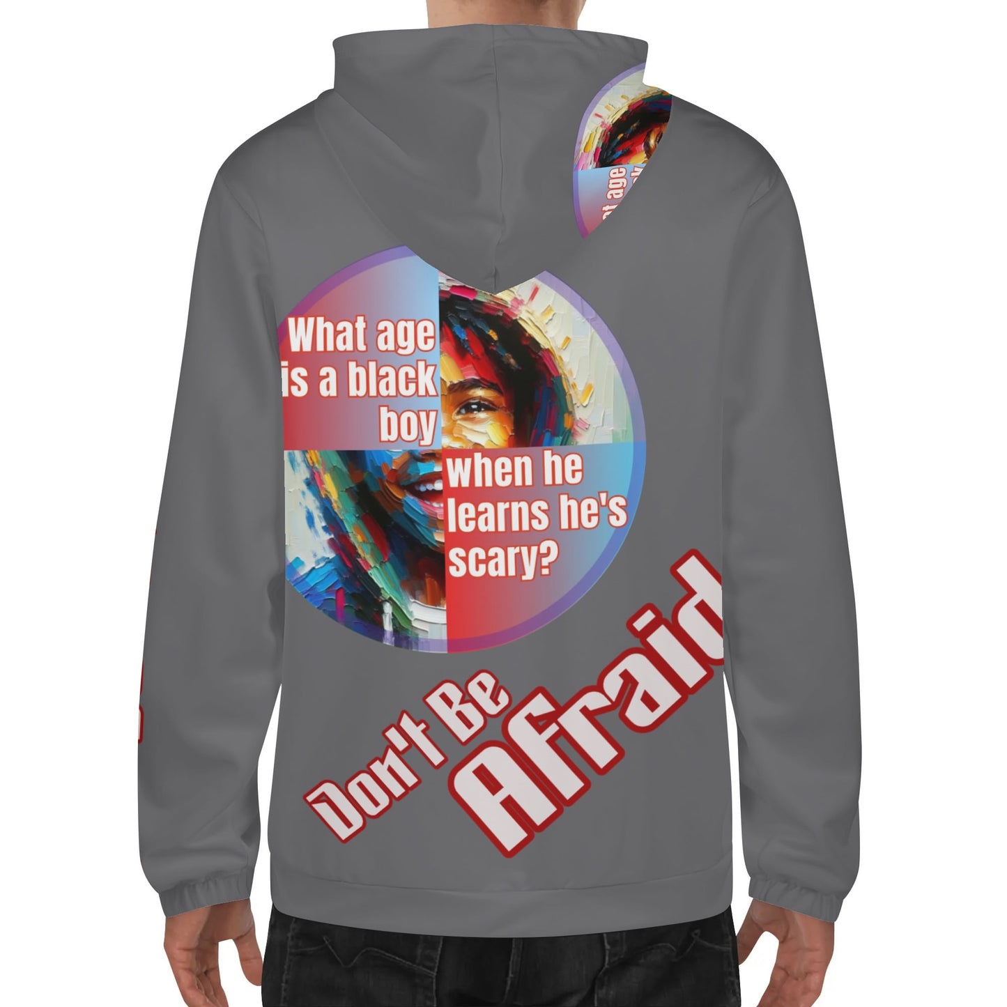 Mens Lightweight All Over Print Zip Hoodie "What Age is a Black Boy..."