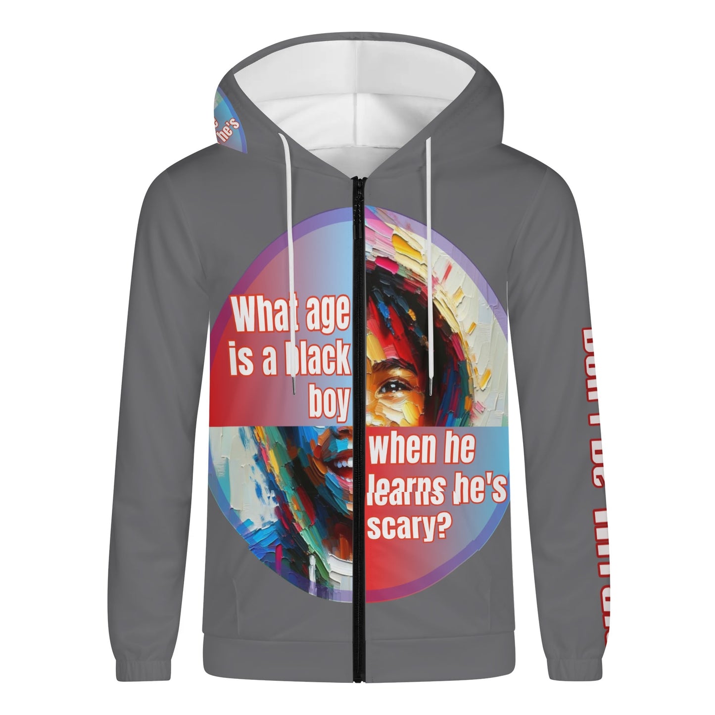 Mens Lightweight All Over Print Zip Hoodie "What Age is a Black Boy..."