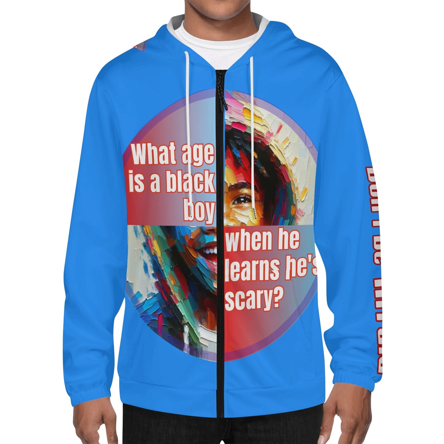 Mens Lightweight All Over Print Zip Hoodie "What Age is a Black Boy..."