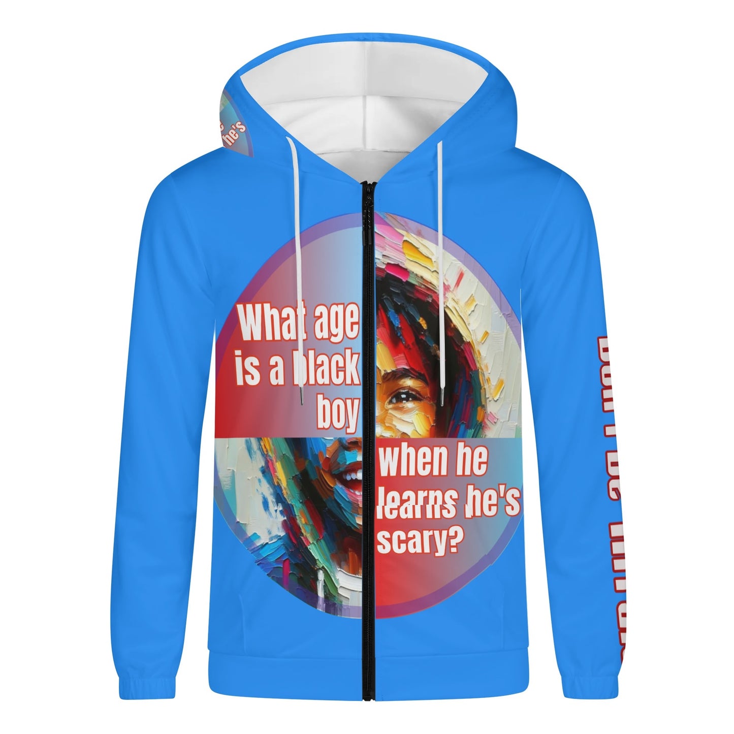 Mens Lightweight All Over Print Zip Hoodie "What Age is a Black Boy..."