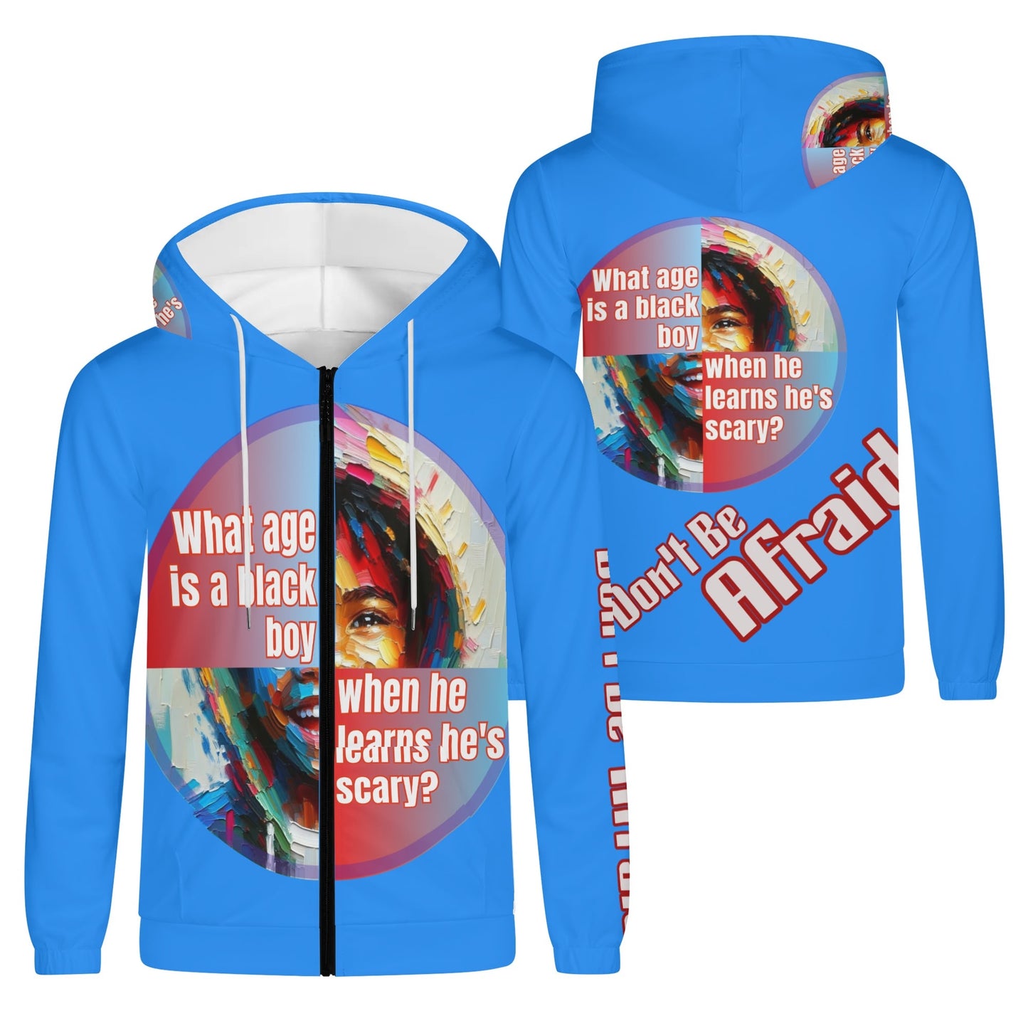 Mens Lightweight All Over Print Zip Hoodie "What Age is a Black Boy..."