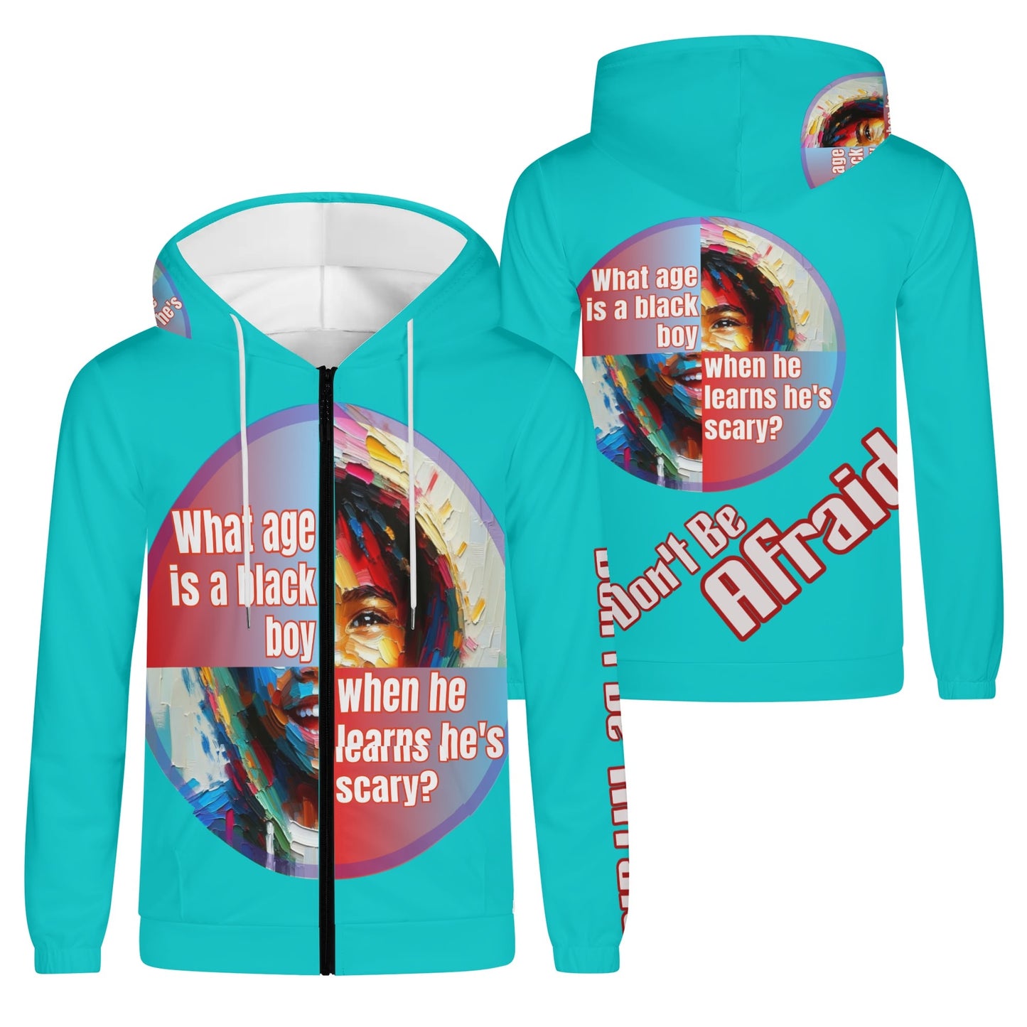 Mens Lightweight All Over Print Zip Hoodie "What Age is a Black Boy..."