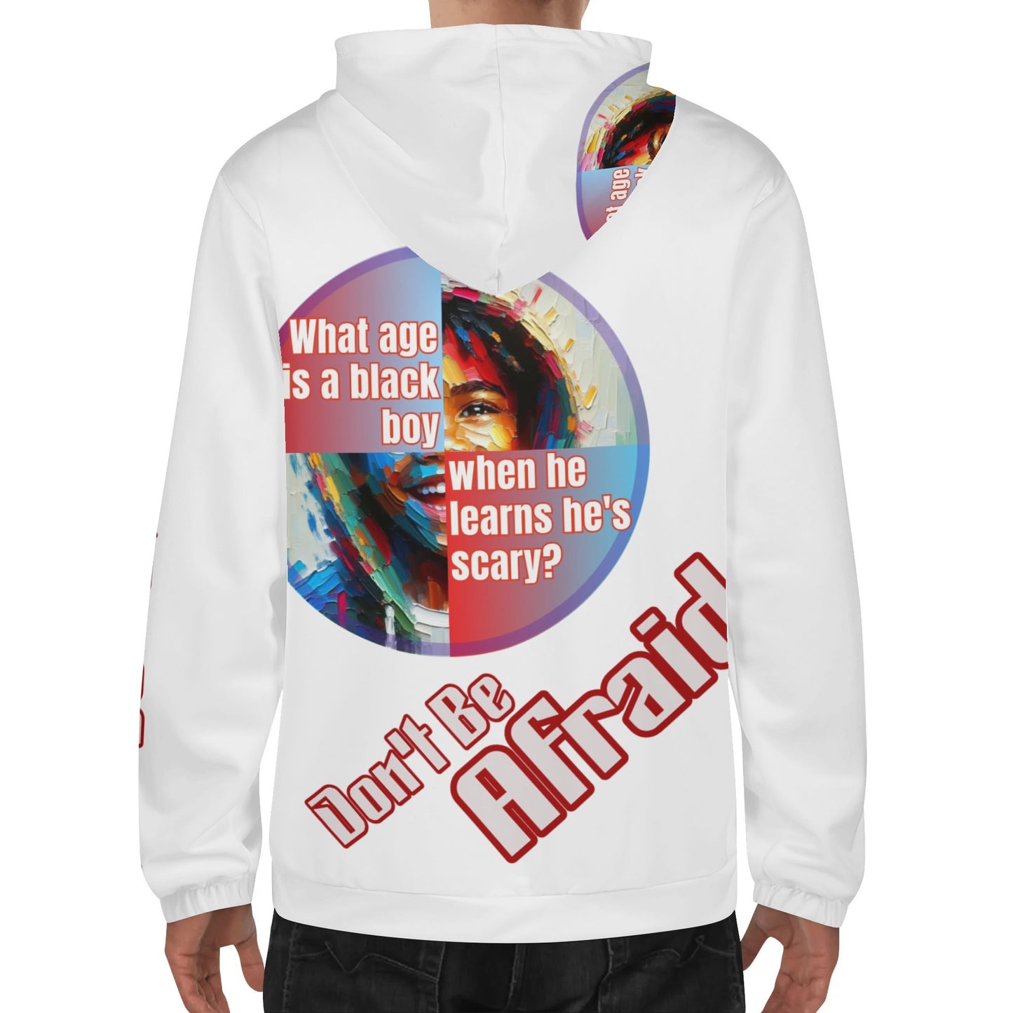 Mens Lightweight All Over Print Zip Hoodie "What Age is a Black Boy..."