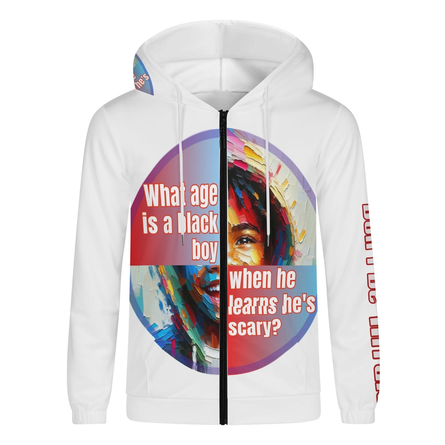 Mens Lightweight All Over Print Zip Hoodie "What Age is a Black Boy..."