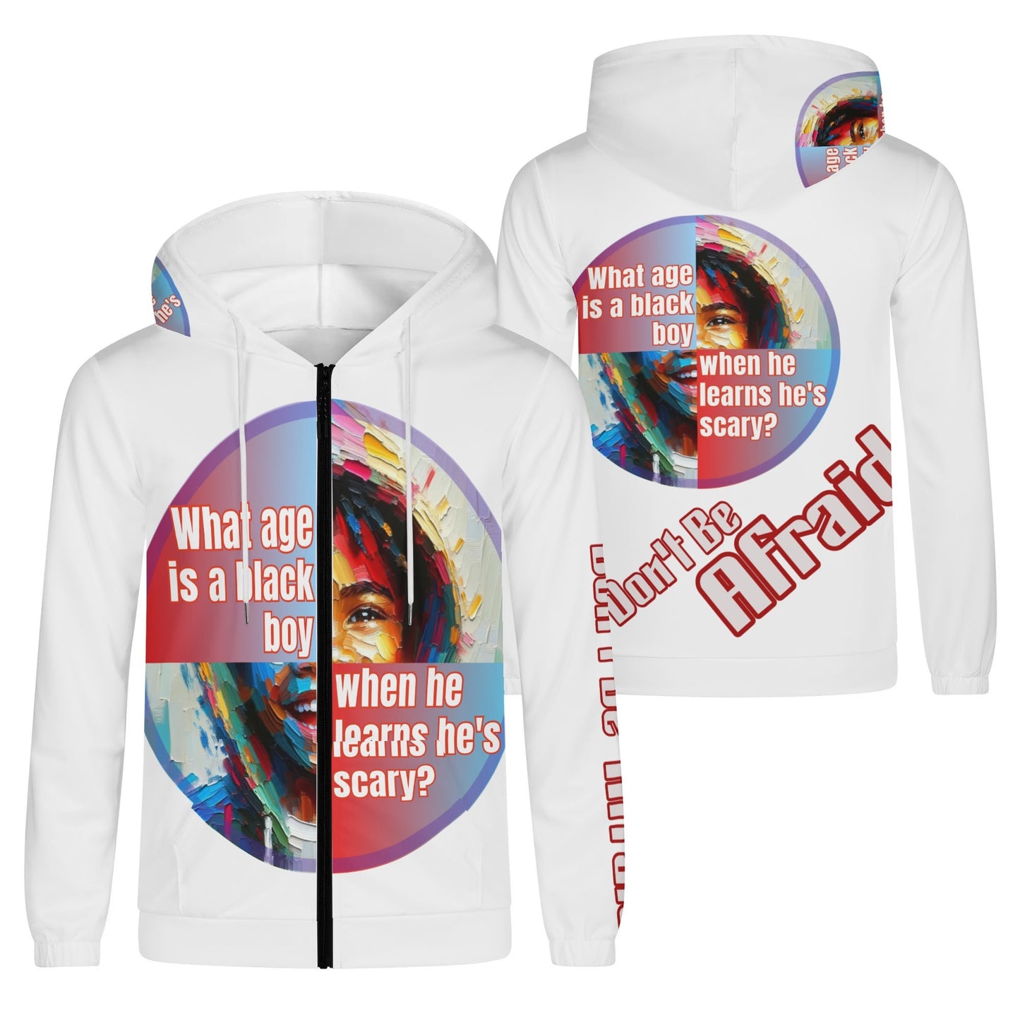 Mens Lightweight All Over Print Zip Hoodie "What Age is a Black Boy..."