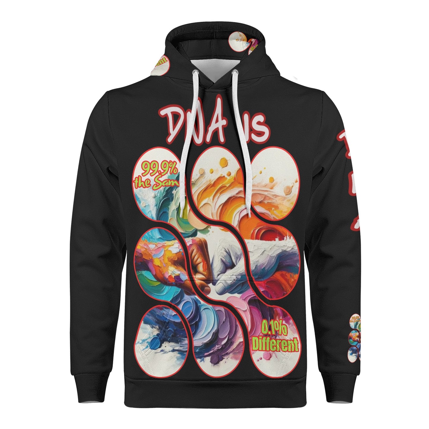 Mens All Over Print Warm Velvet Lined Hoodie "DNA is 99% the Same..."