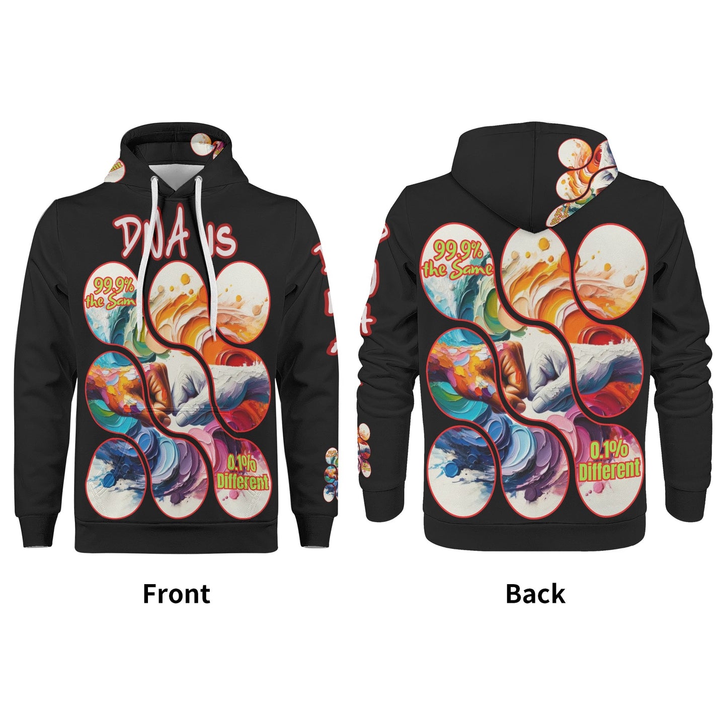 Mens All Over Print Warm Velvet Lined Hoodie "DNA is 99% the Same..."