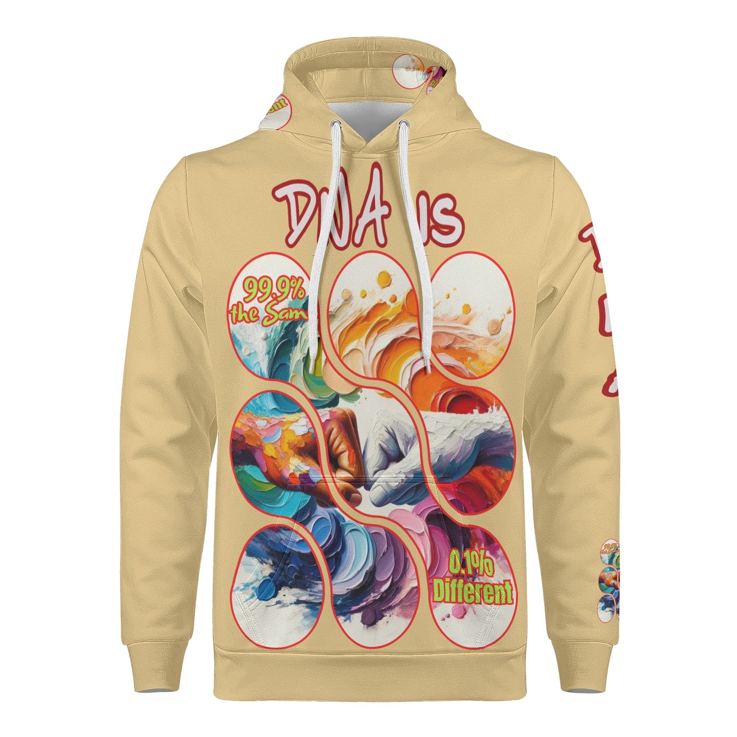 Mens All Over Print Warm Velvet Lined Hoodie "DNA is 99% the Same..."