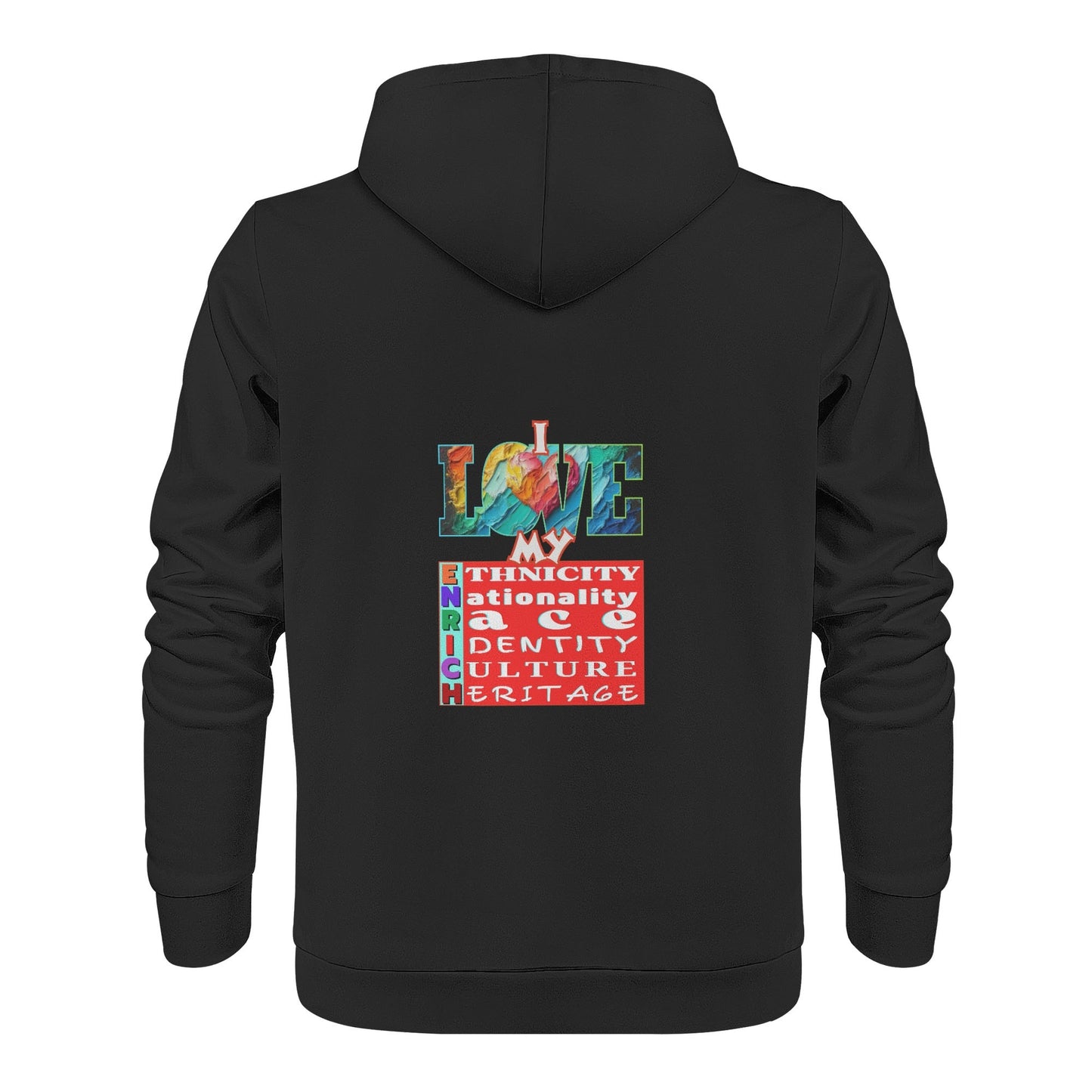 Mens All Over Print Warm Velvet Lined Hoodie "I Love My ENRICH"